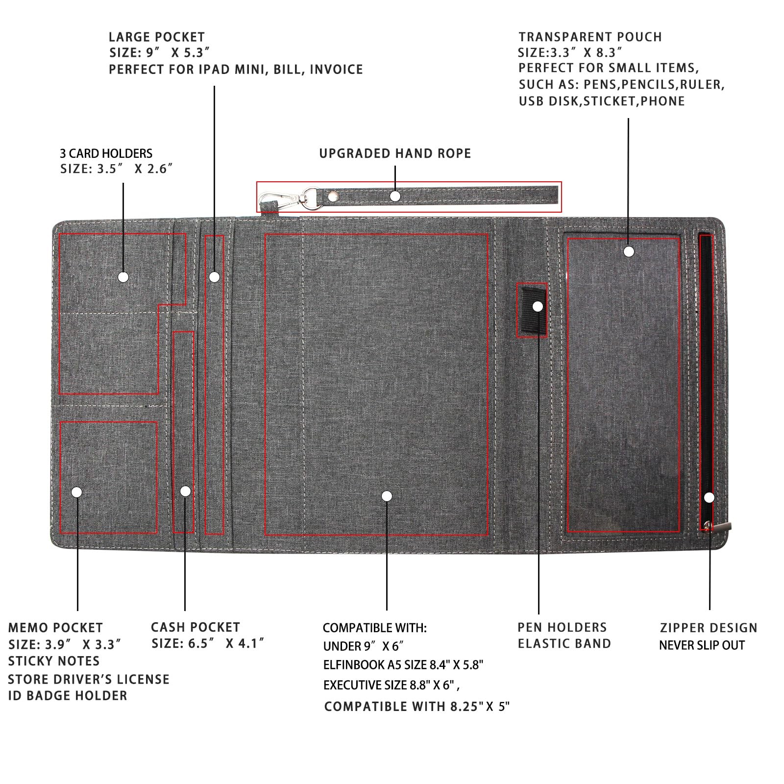 Folio Cover with Rocketbook Notebook – Portfolio Organizer Padfolio, Business…