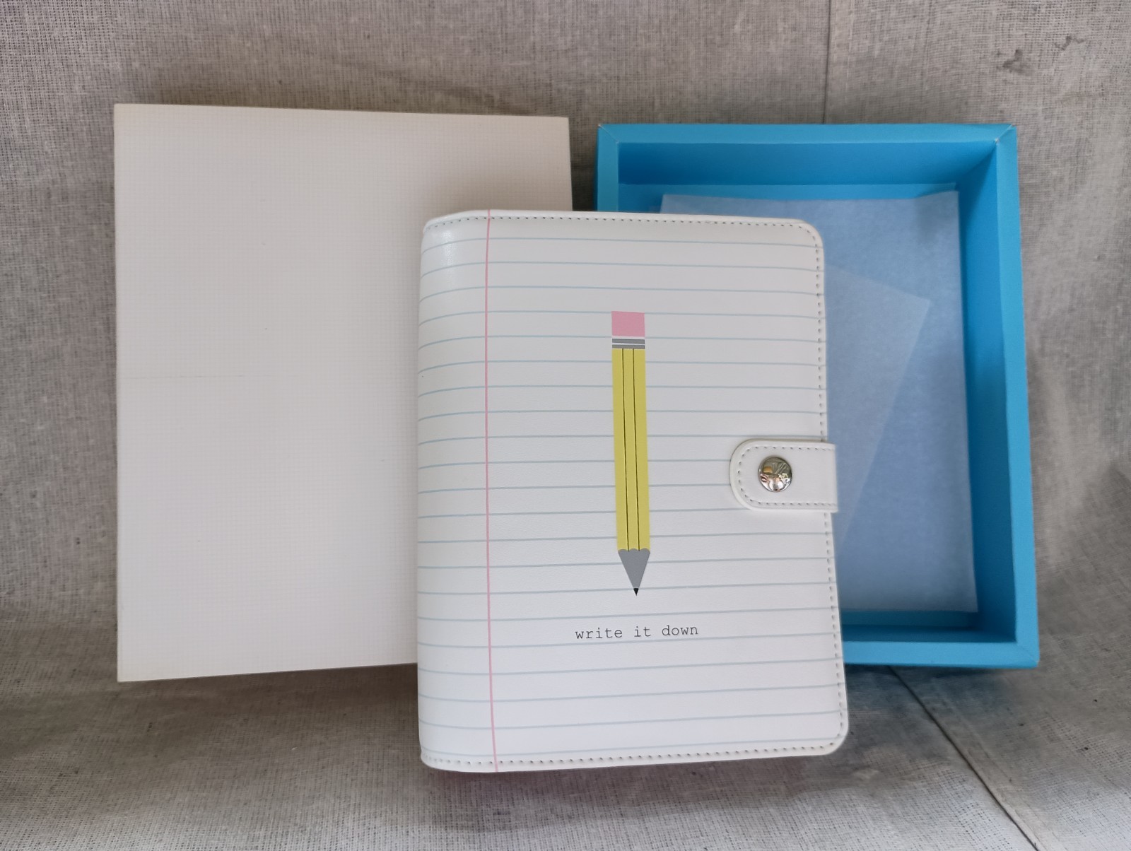 NIB Kikki K White Paper Pencil Leather Personal Planner Notebook Calendar