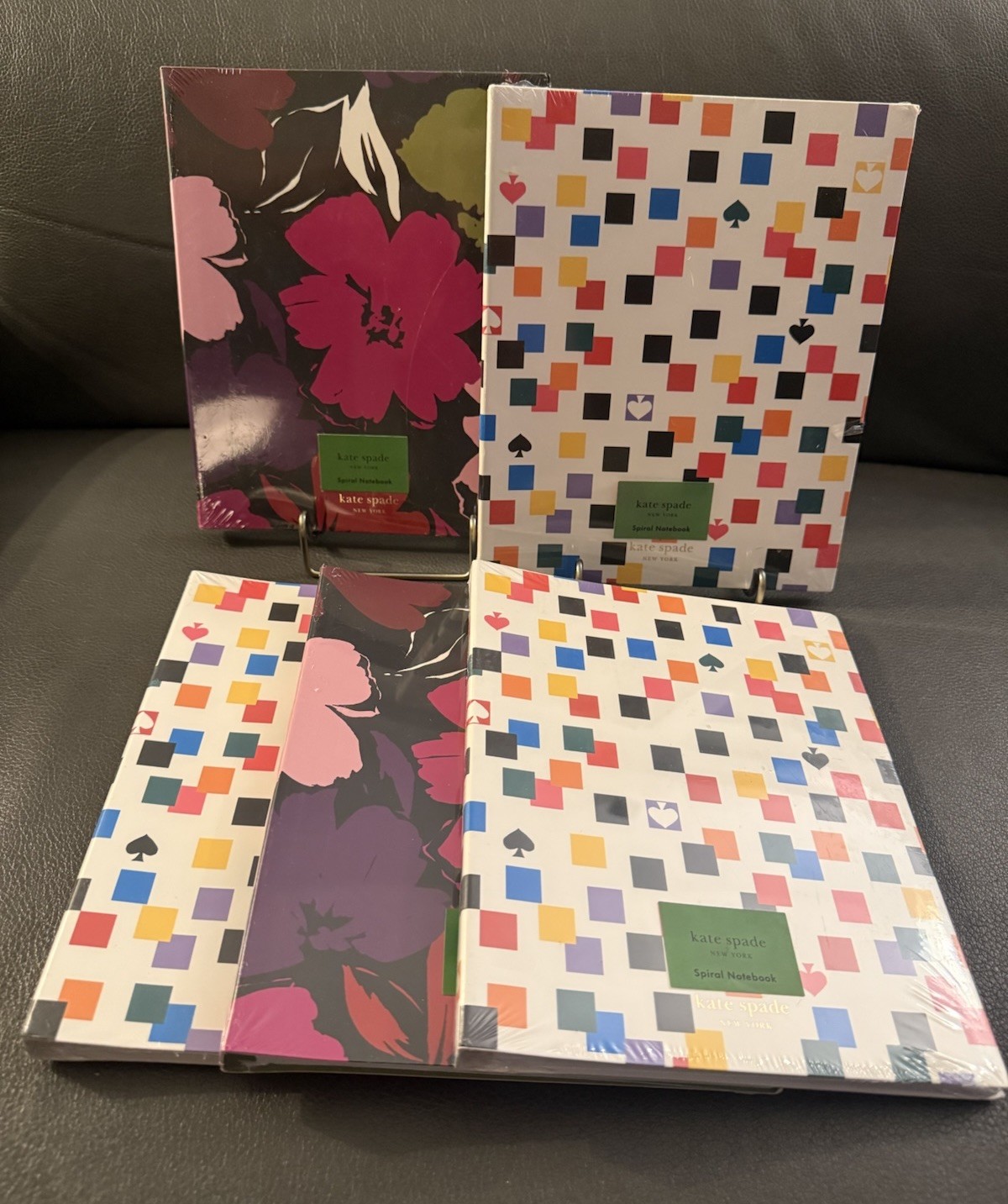 4-NWT Kate Spade New York Semi Concealed Spiral Notebooks 2 Patterns Lined Pages