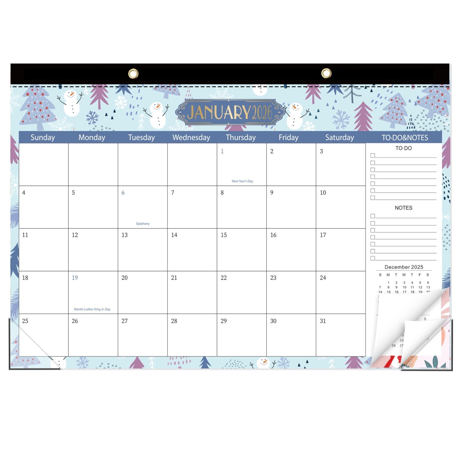 Desk Calendar 2026 2027, 18 Month Planner With Notes, Teacher Student, Blue