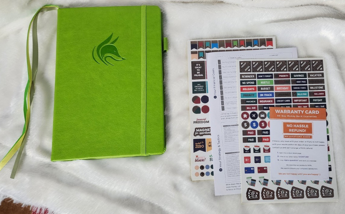 Clever Fox Budget Planner Green HB 3 Ribbon Marks / Elastic Closure Stickers etc
