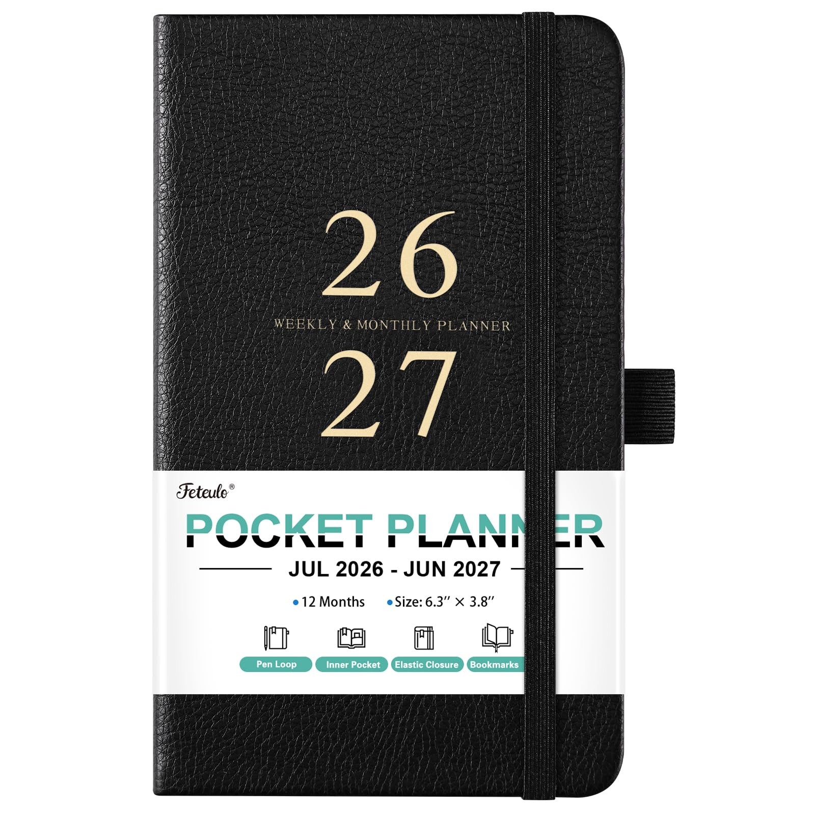 2026-2027 Pocket Planner/Calendar – Jul 2026 – Jun 2027, Academic A5, Black
