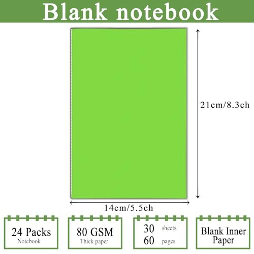 24 Pack Kraft Notebooks Unlined A5 Blank Journal Bulk With 80 Gsm Thick Paper 8.