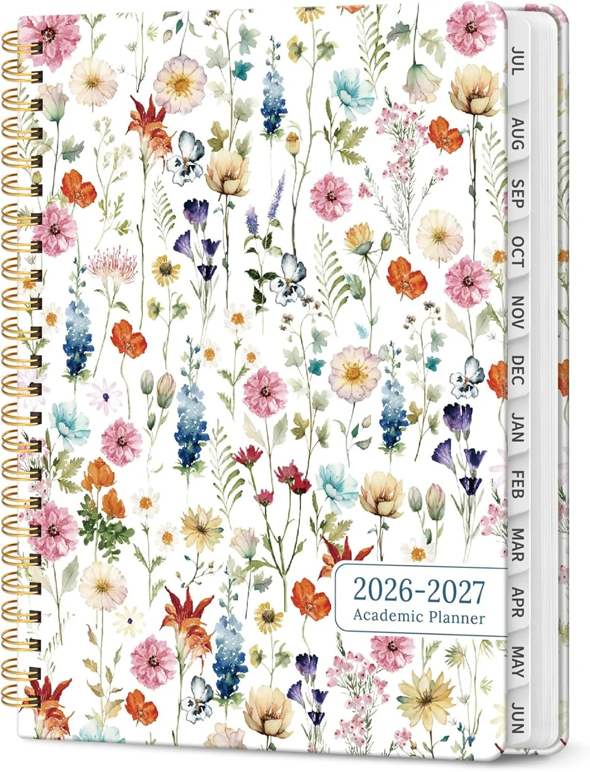 2026 Weekly and Monthly Planner Hardcover Spiral Bound Wildflowers 6.3″ x 8.5″