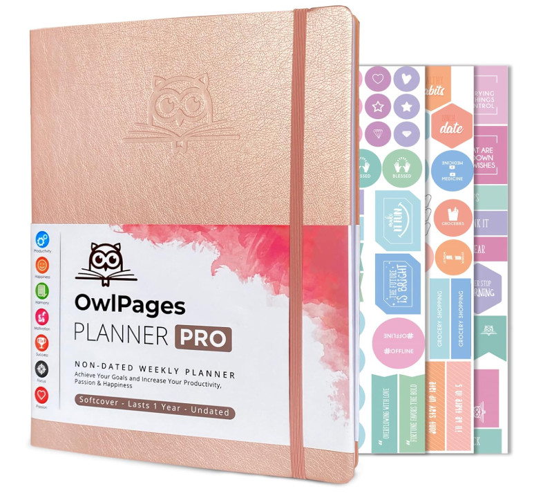 Planner PRO Undated Daily Weekly Monthly Life Planner A4 Goal Journal Rose