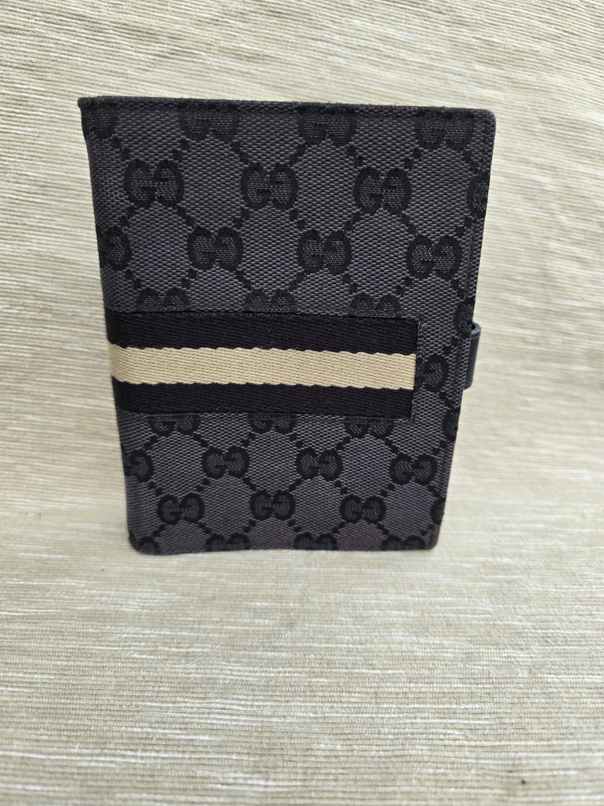 Gucci Agenda Cover Diary Sherry Line Navy GG Canvas Leather