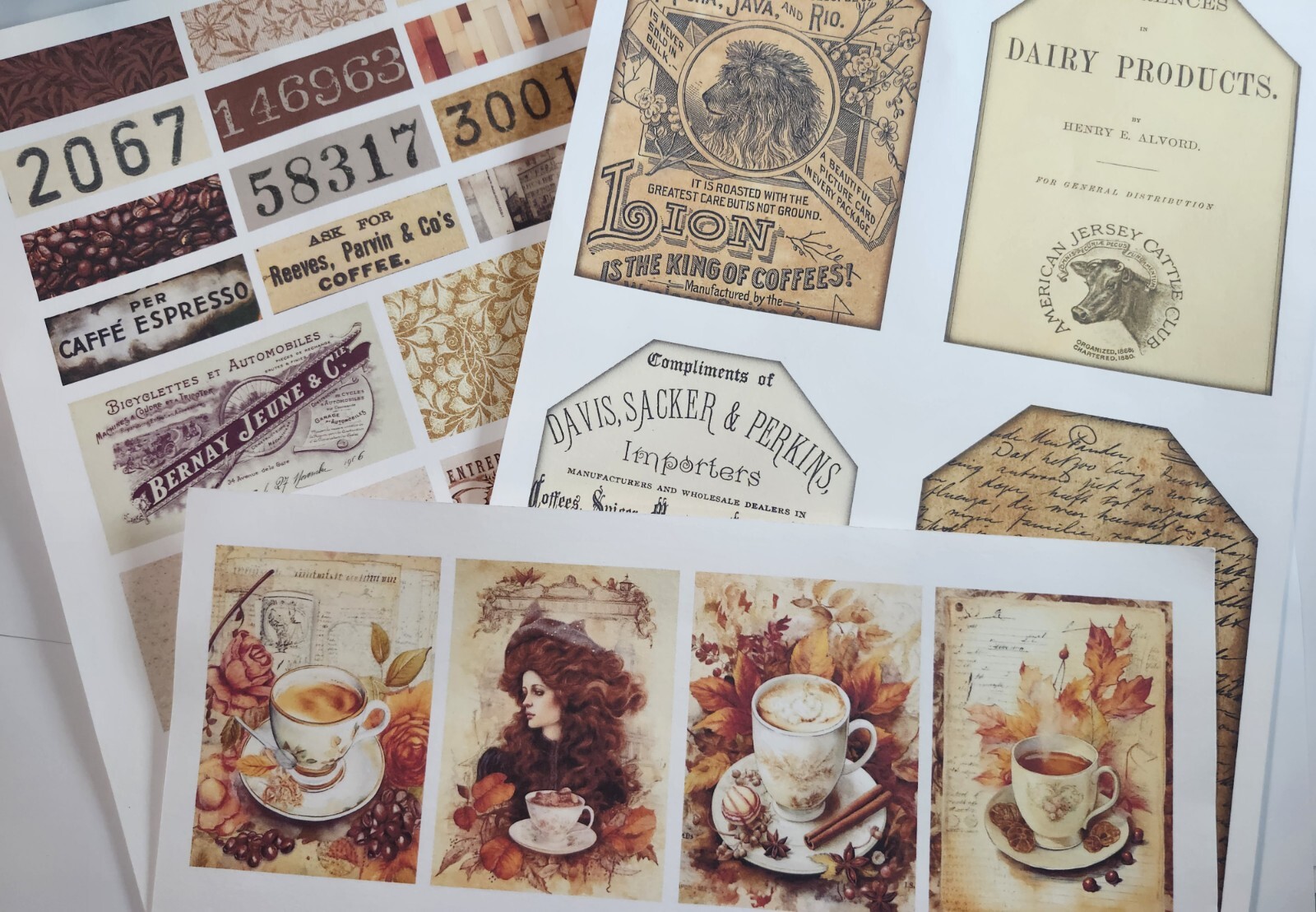 Junk Journal Booklet “COFFEE TIME” HANDMADE Cards, Pockets, Ephemera + more!