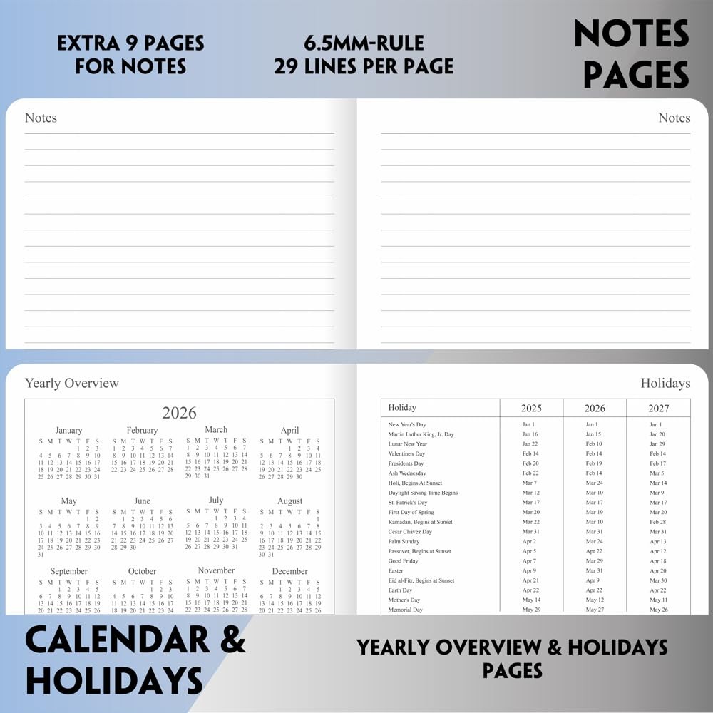 26-27 Academic Planner – Weekly and Monthly Planner, 5.5”x8.25” (26-27), Grey