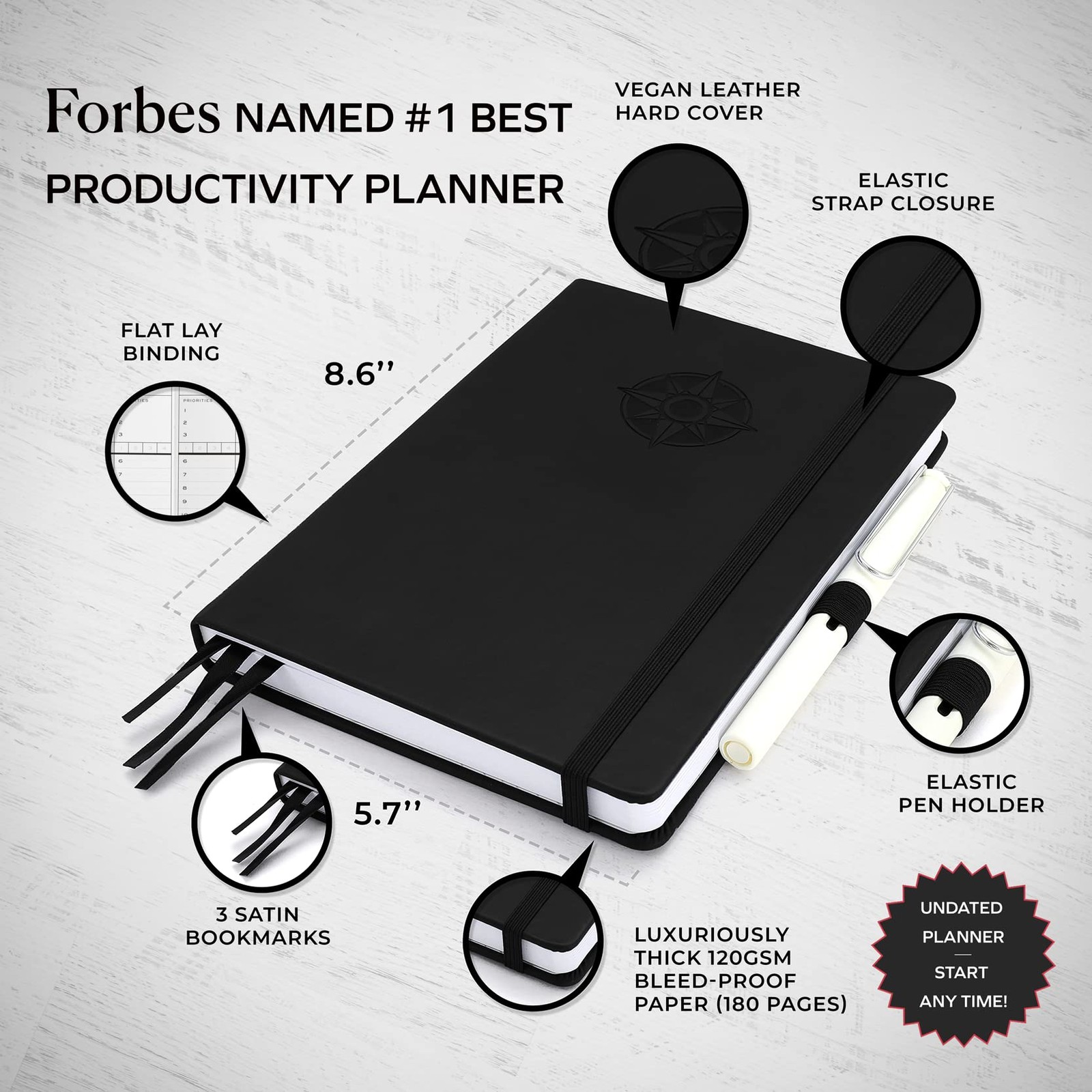 Planner â€“ Undated Daily Planner â€“ Small A5 â€“ Achieve Goals & Increase P…