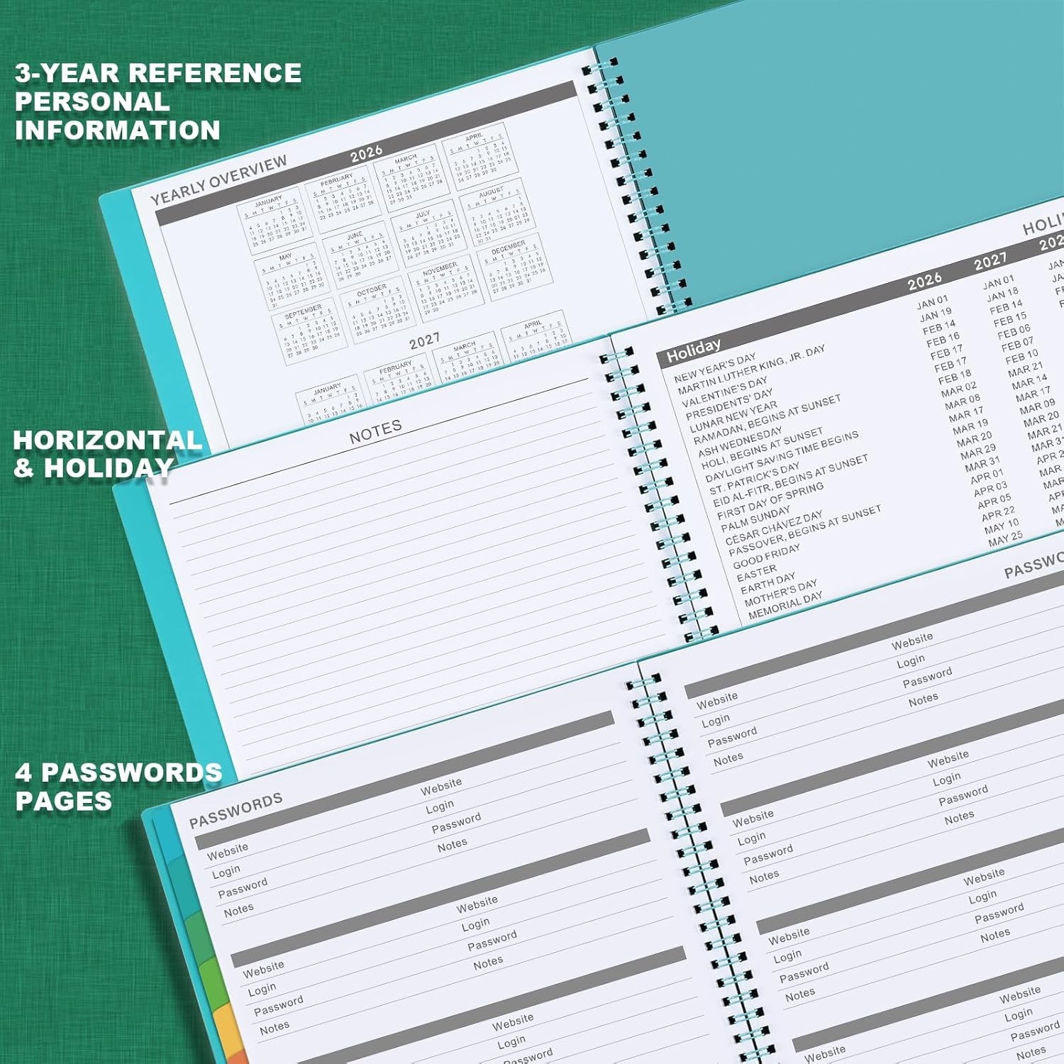 Elegant 2026-2027 Monthly Planner | 9×11 | Durable Twin-Wire Binding & Tabs