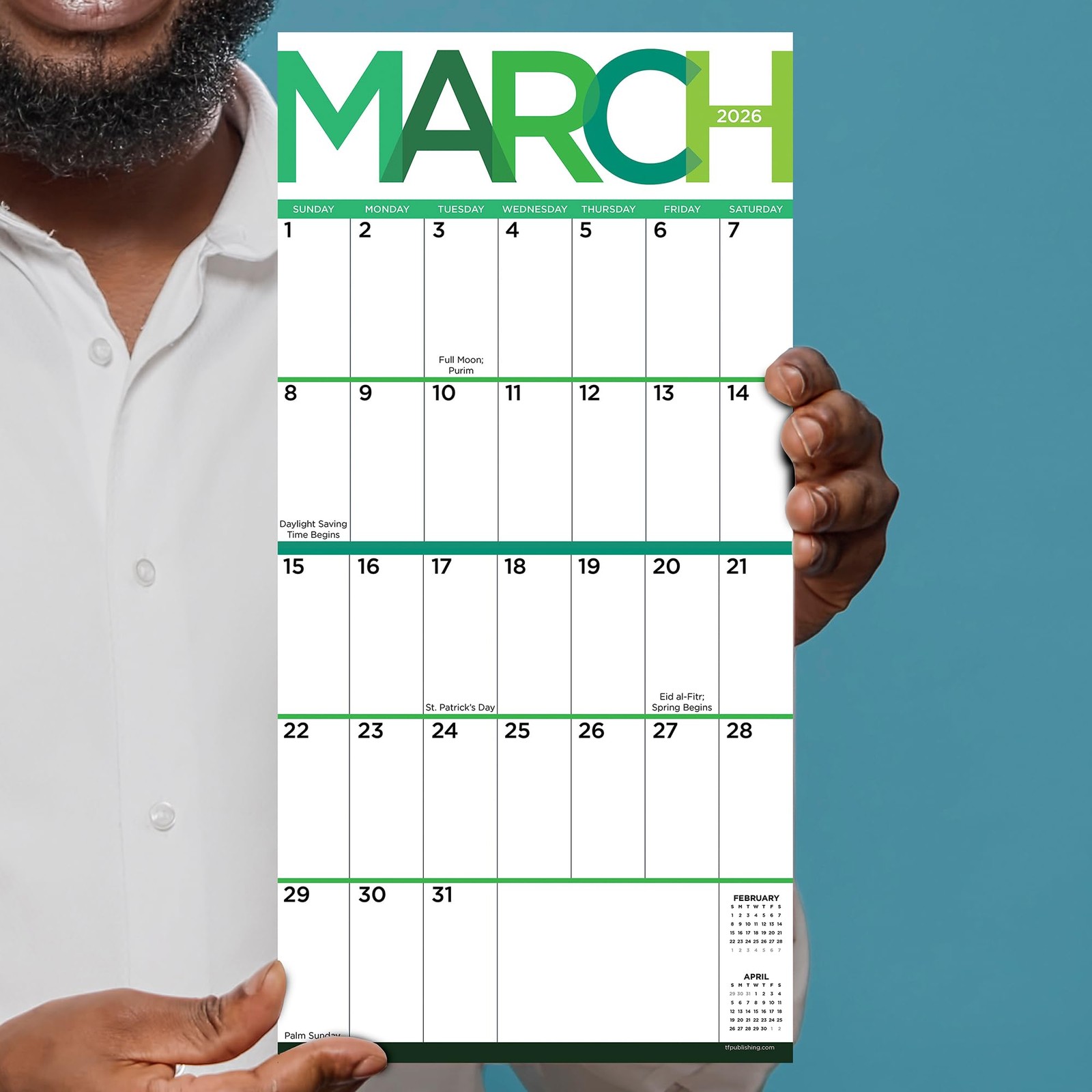 TF Publishing 2026 Big Print Mini Calendar with Monthly Grids for