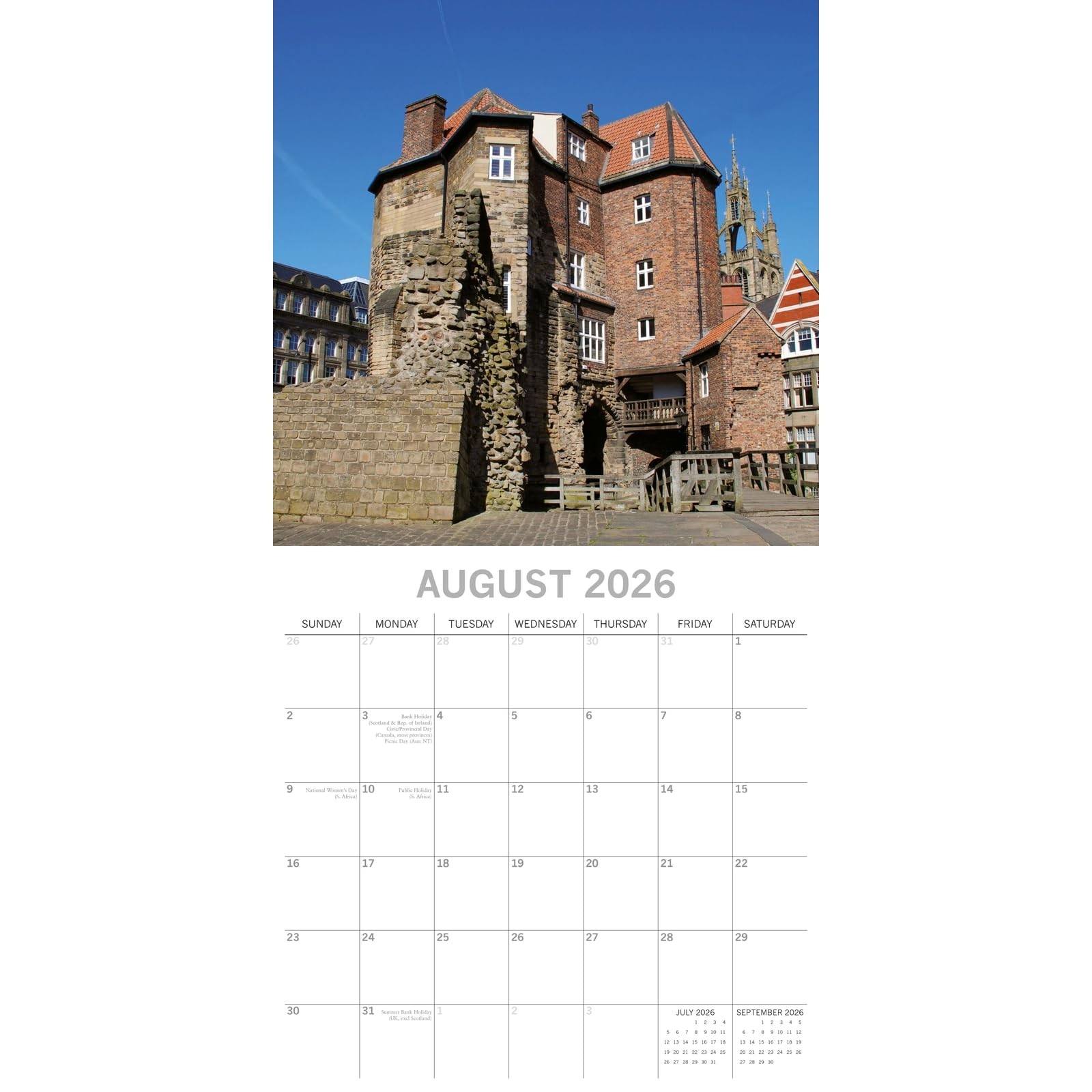 The Gifted Stationary 2026 Square Wall Calendar, Newcastle, 16-Month Scenic…