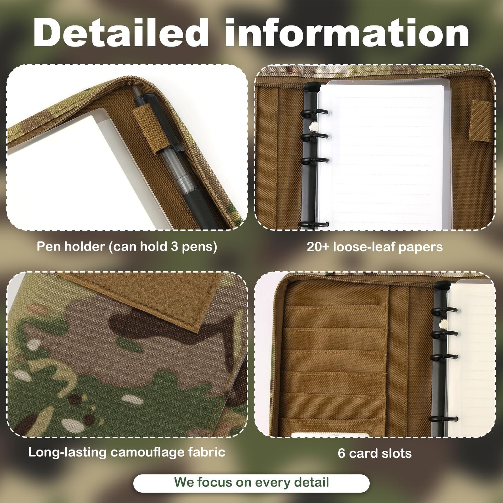 Military Army Ring Binder Zippered Portfolio M, As Shown in the Picture