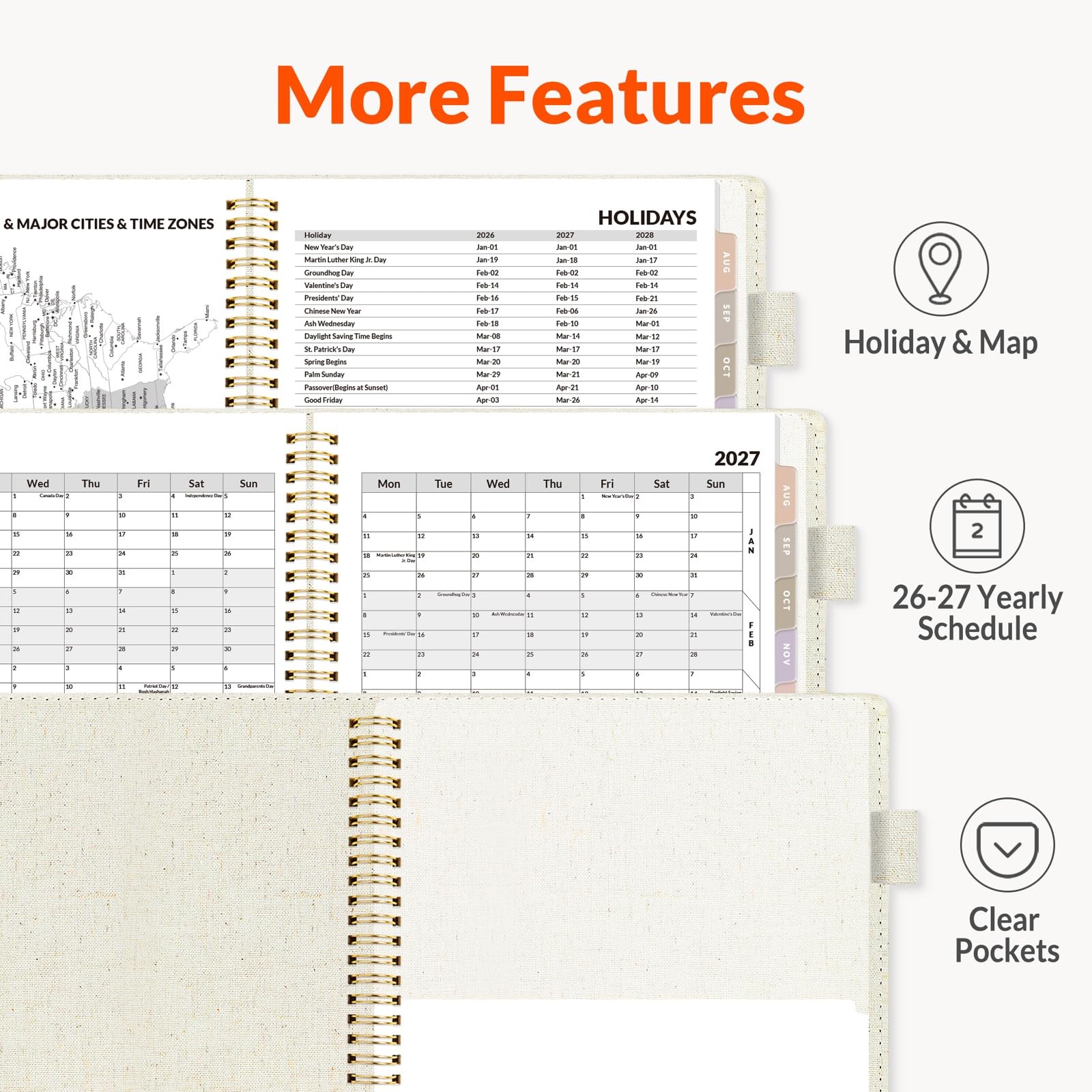 SUNEE 2026-2027 Weekly & Monthly Planner 6.4″x8.5″ – 12 6.4″x8.5″, Beige