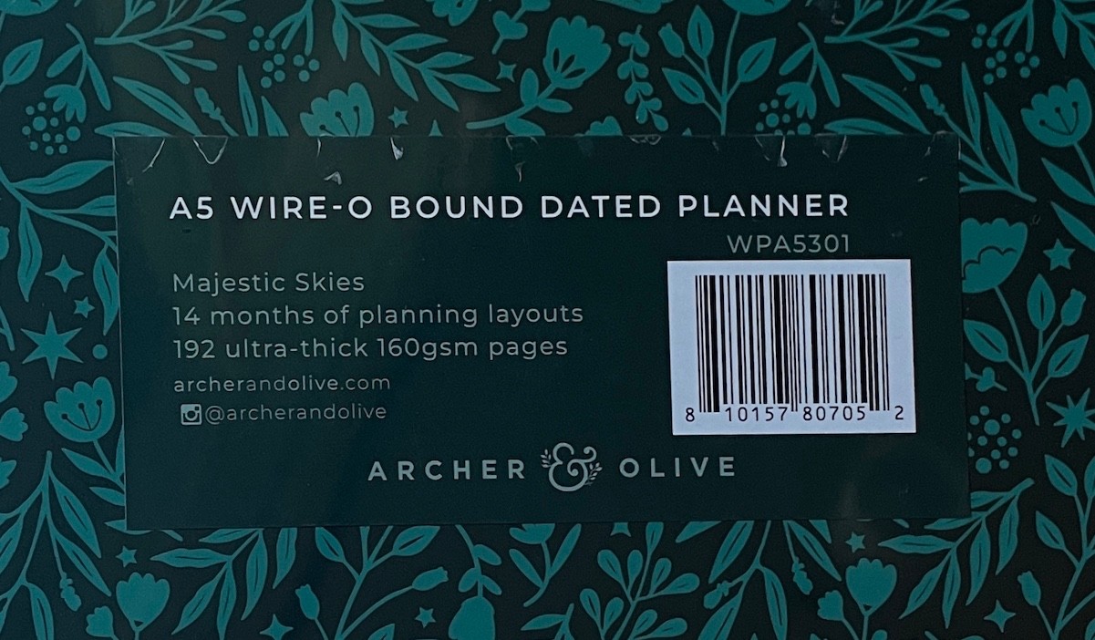 Archer and Olive 2026 Dated Planner: Majestic Skies | A5 | Wire-O-Bound