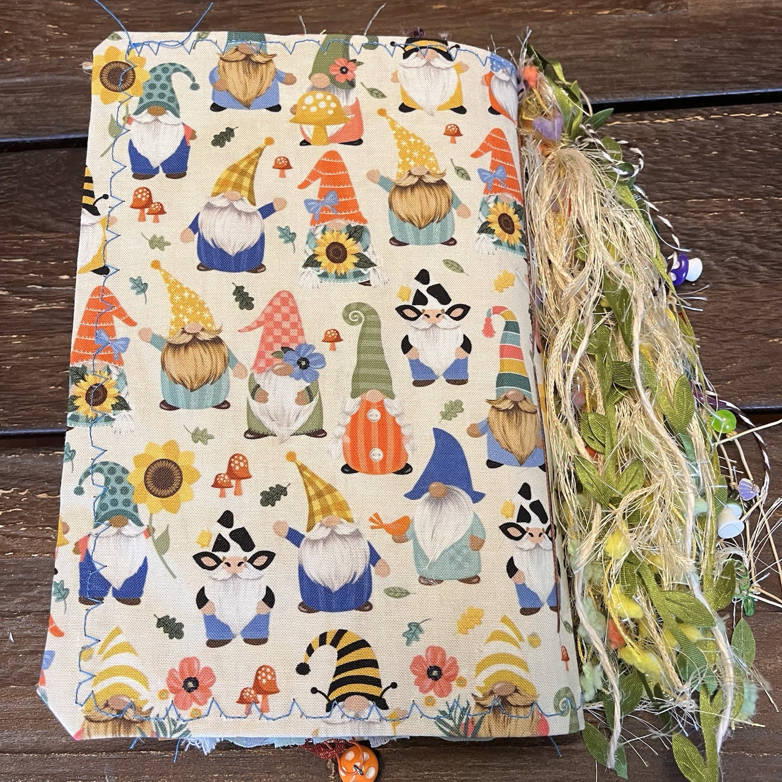 Gnome Sunflower Themed Junk Journal Woodland Nature Softcover 3 Signatures