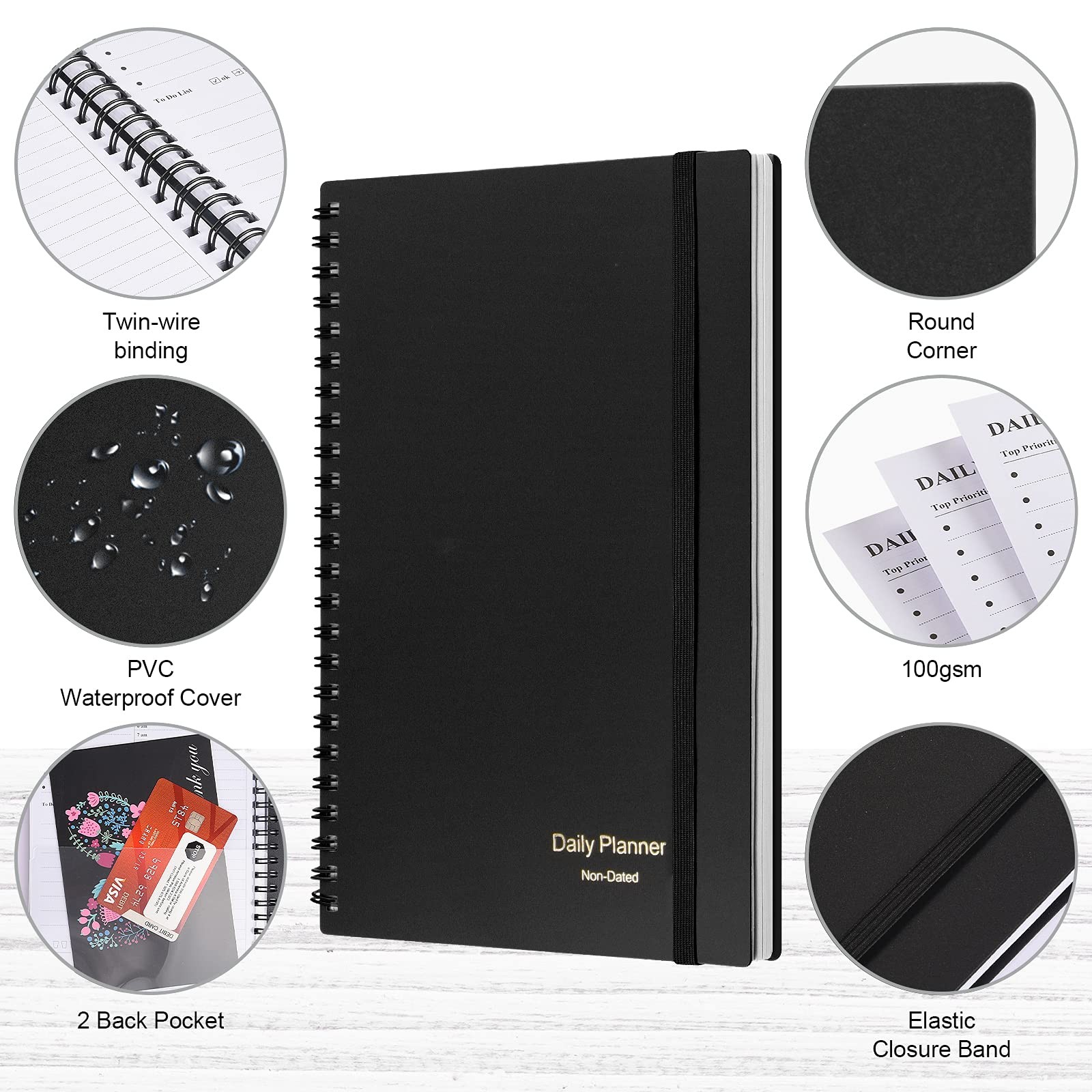 Daily Planner Undated, Asten To Do List Notebook Hourly Schedules Spiral Appo…