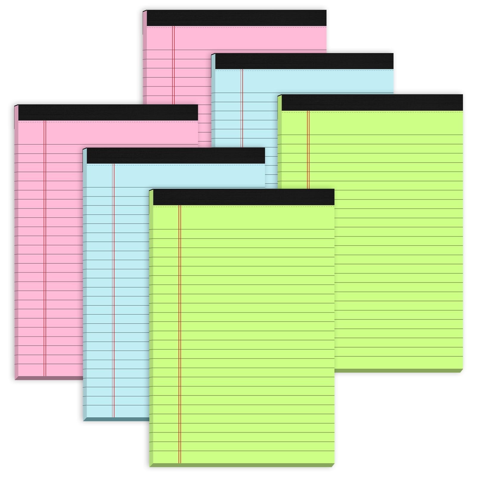 Zaviko Small Legal Pads 5×8 Colored Note Pads, 6 Pack Small Notepads for Work…