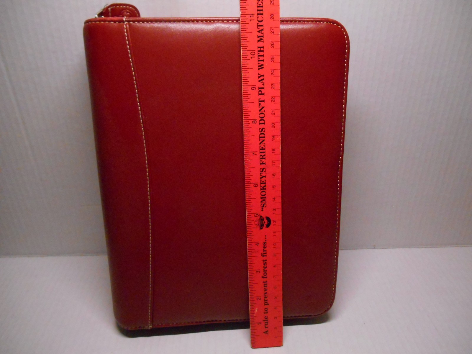 Vtg FRANKLIN Quest Covey RED Full Grain Leather 7 Ring Planner 8.5×10″ Full Zip