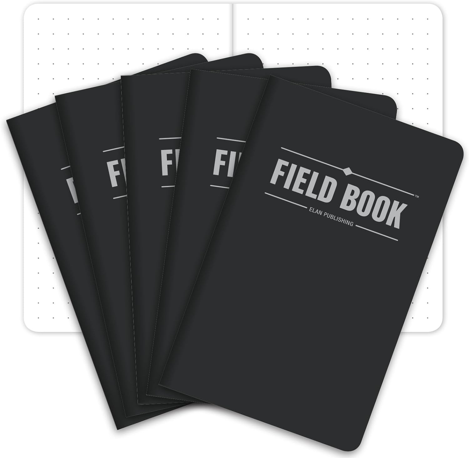 Field Notebook/Pocket Journal – 3.5″x5.5″ – Black – Dot Graph Memo Book – Pack o