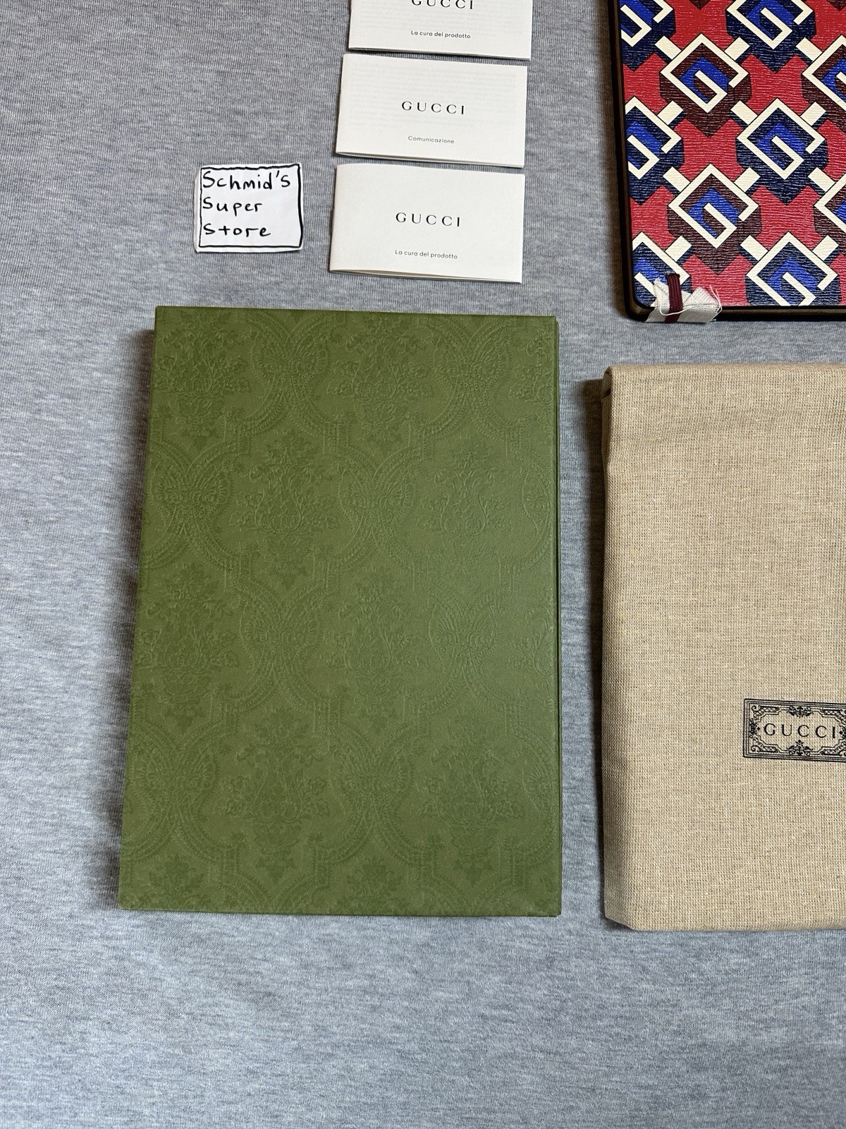 Authentic Gucci Luxury Notebook Journal Geometric G Red Blue New With Gift Box