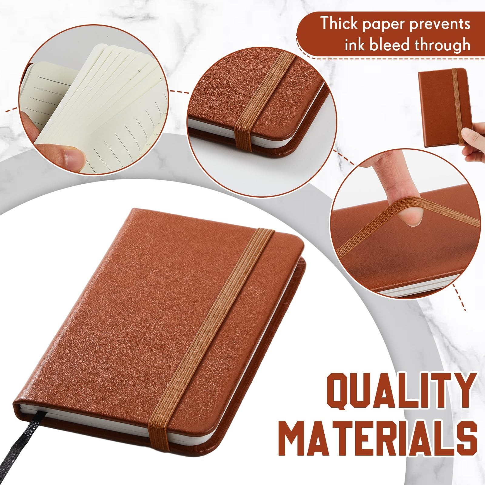 Pcs Hardcover Leather Pocket Notebook x 2.5 Inch Small Notebook 50 4 Brown