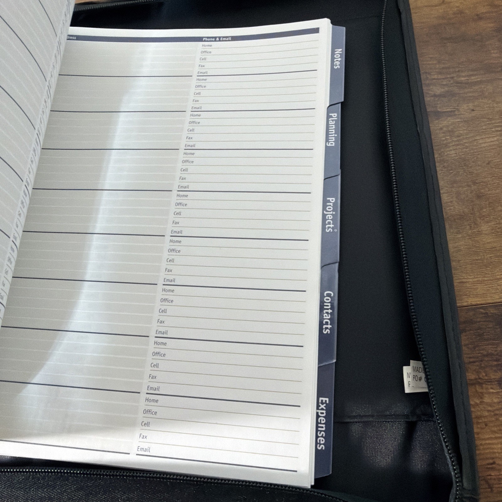 DAY-TIMER Planner Portfolio Organizer Black Faux Leather 3 Ring w/Handles 14×11″