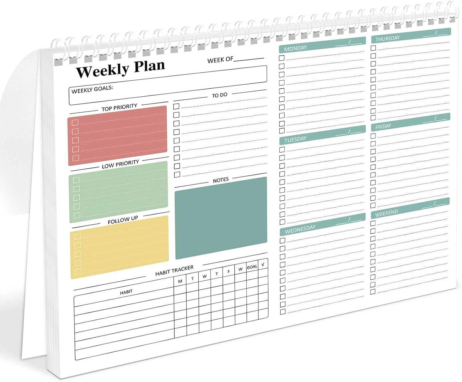 8.5×11 Weekly Goal Tracker Notebook – 52 Undated Sheets for All