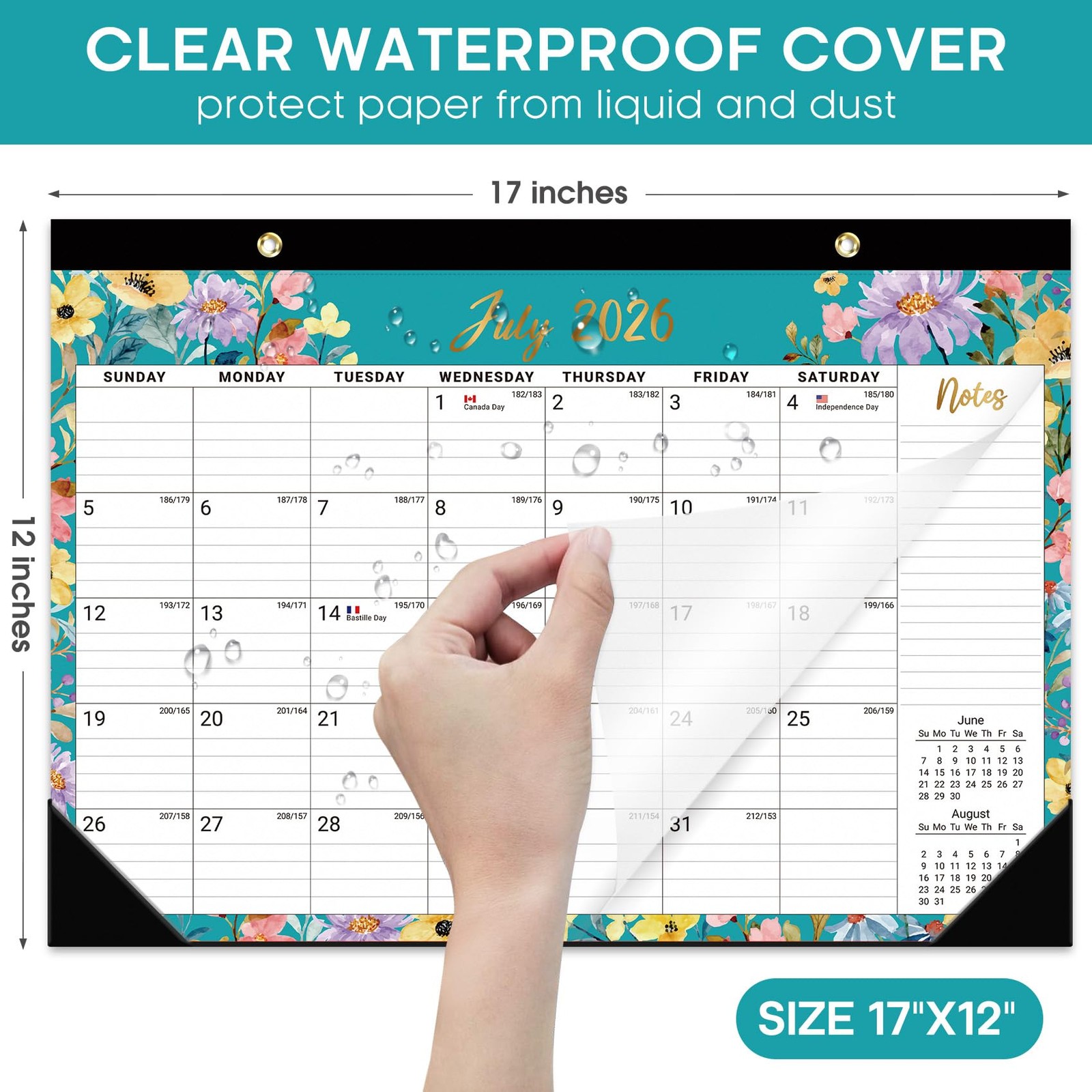 Desk Calendar 2026-2027, 18-Month Runs Jul 2026 – Dec 2027, a-Floral