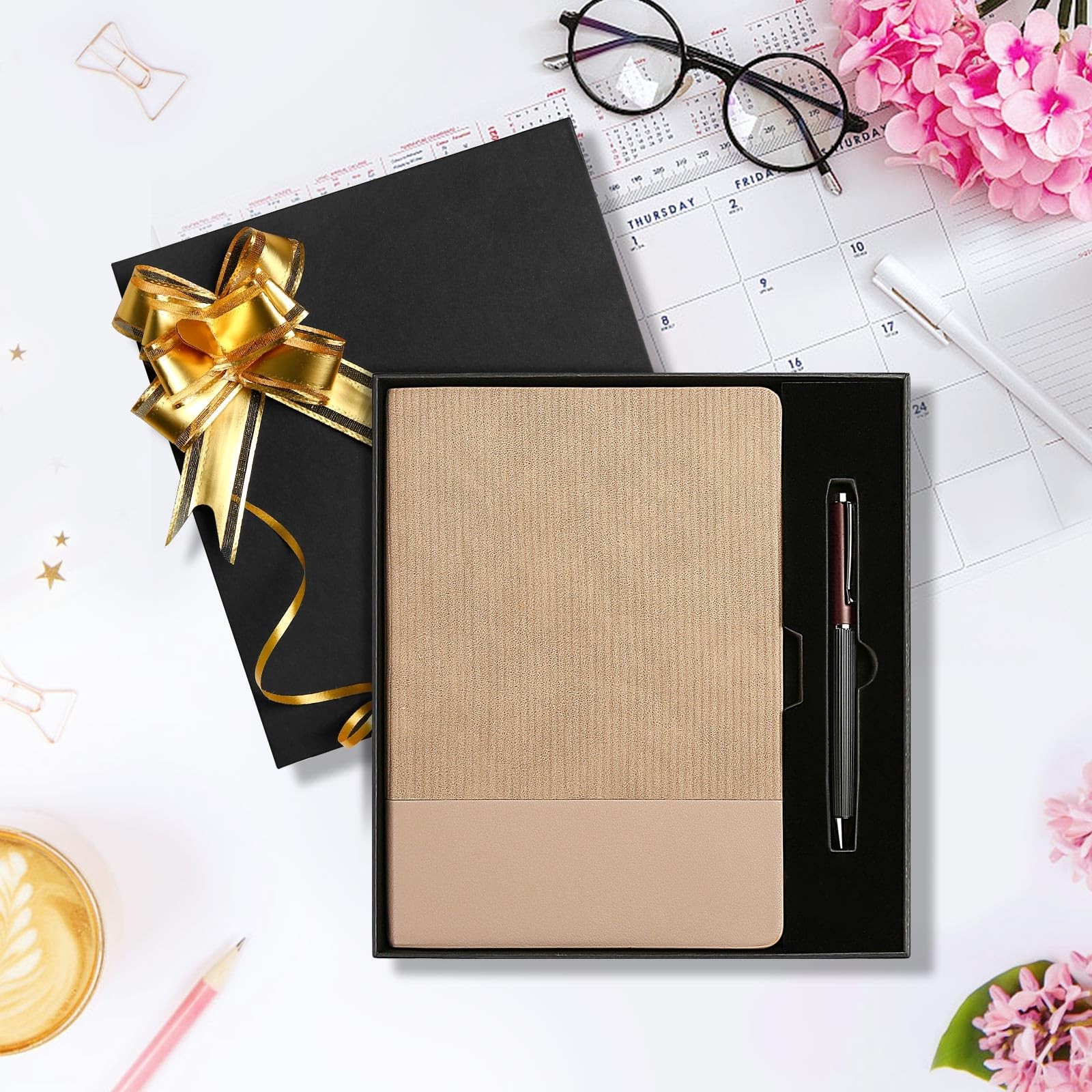 TSFPapier A5 Lined Notebook with Pen & Gift Box 216 Pages PU Leather Journals