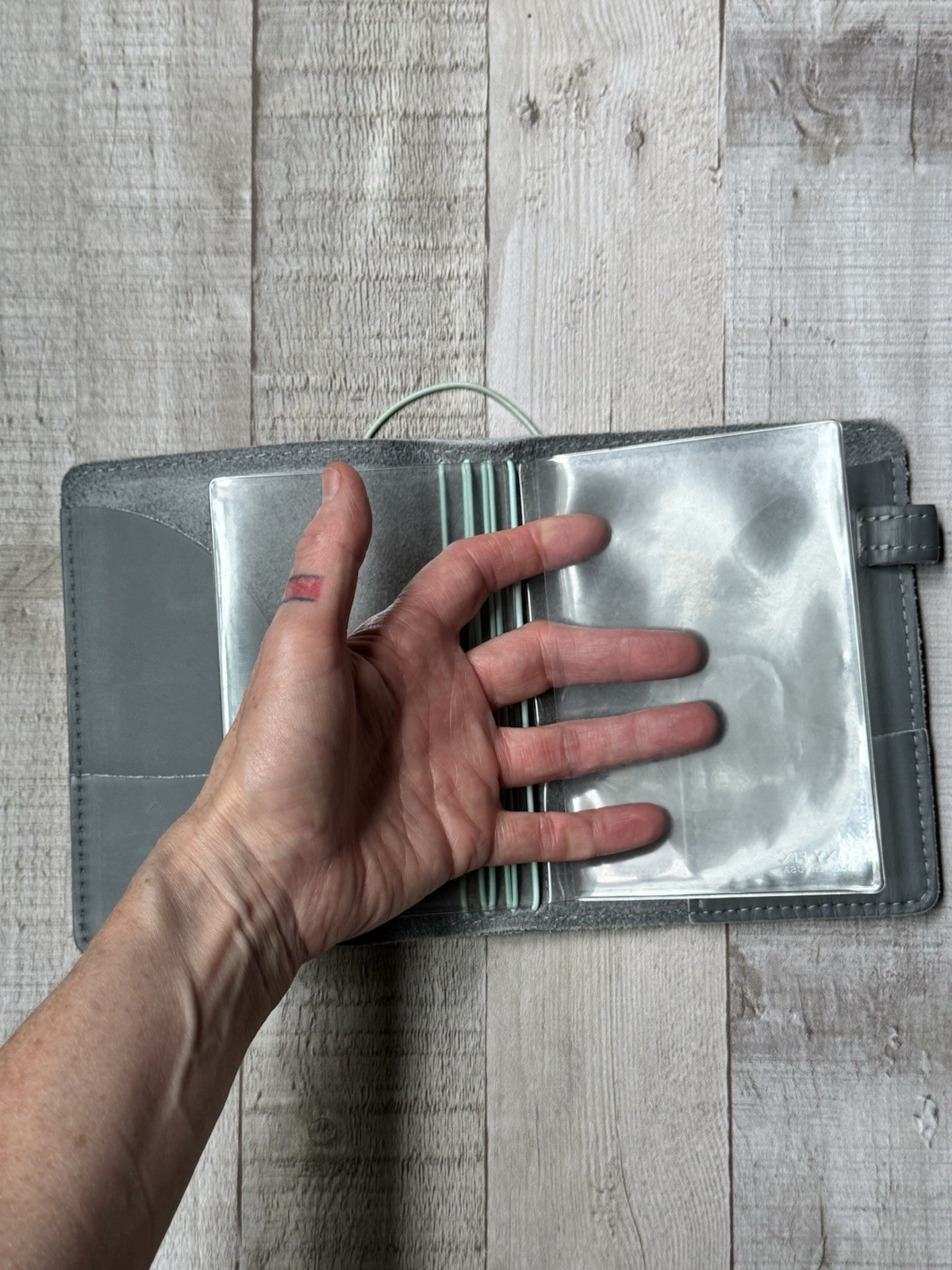 Foxy Fix Passport TN Grey Leather Traveler’s Notebook Holographic Accents