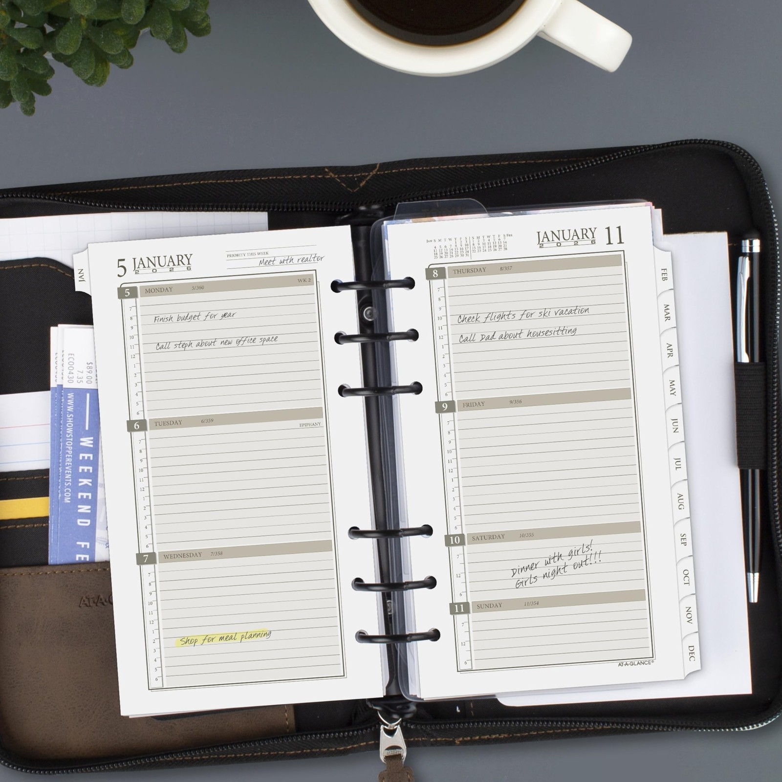 AT-A-GLANCE 2026 Planner Refill, Weekly & Monthly, 3.75″ x Size 3, White
