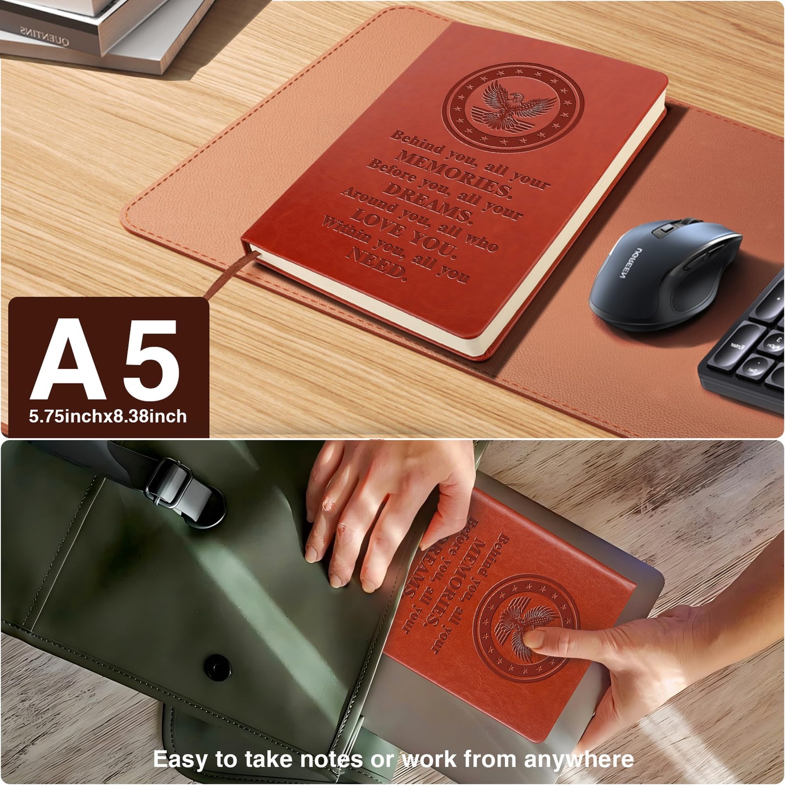 WHLBHG Army PU Leather Notebook Military Deployment Gifts Journal Behind-Army