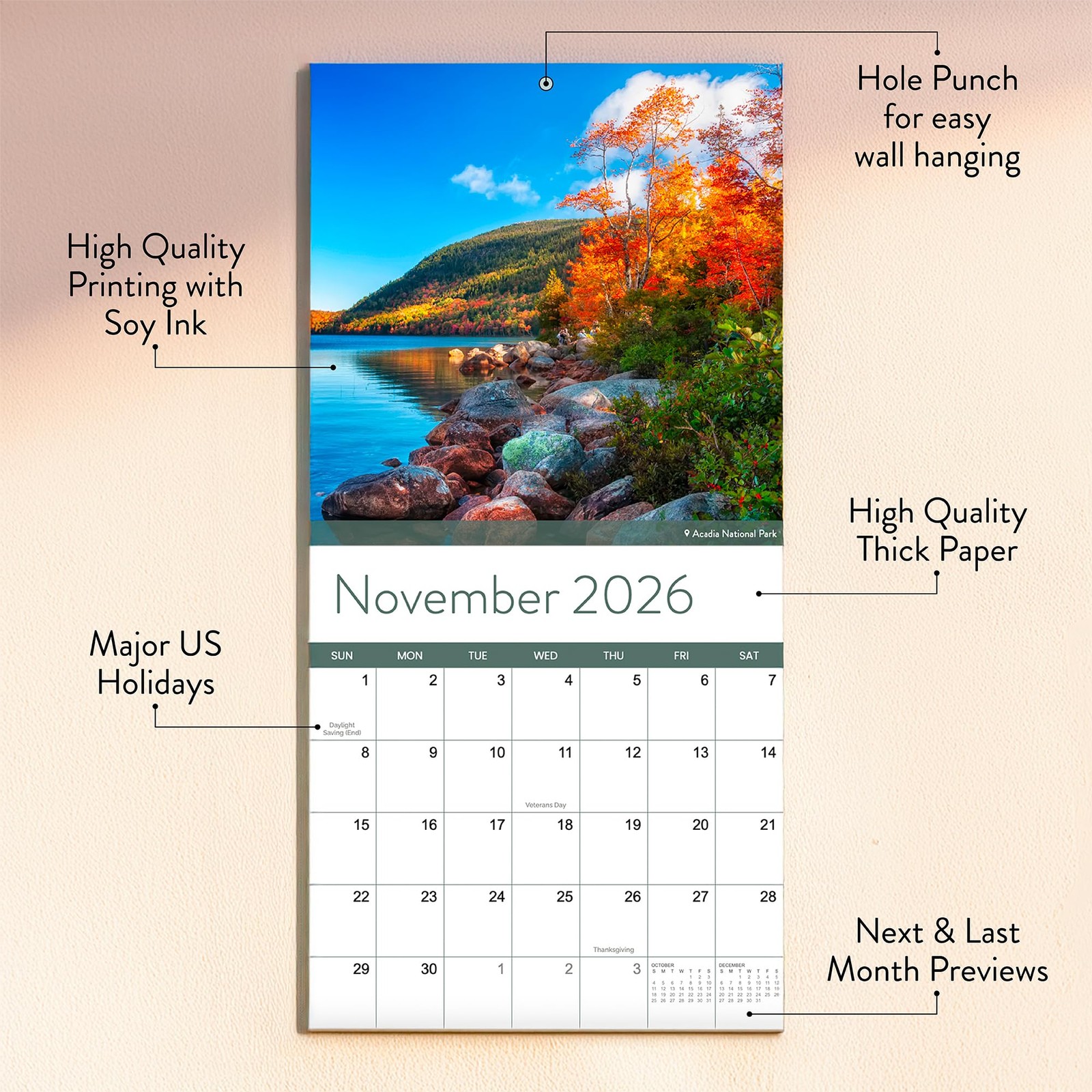 2026 National Parks Wall Calendar | Beautiful Outdoor Nature 2026