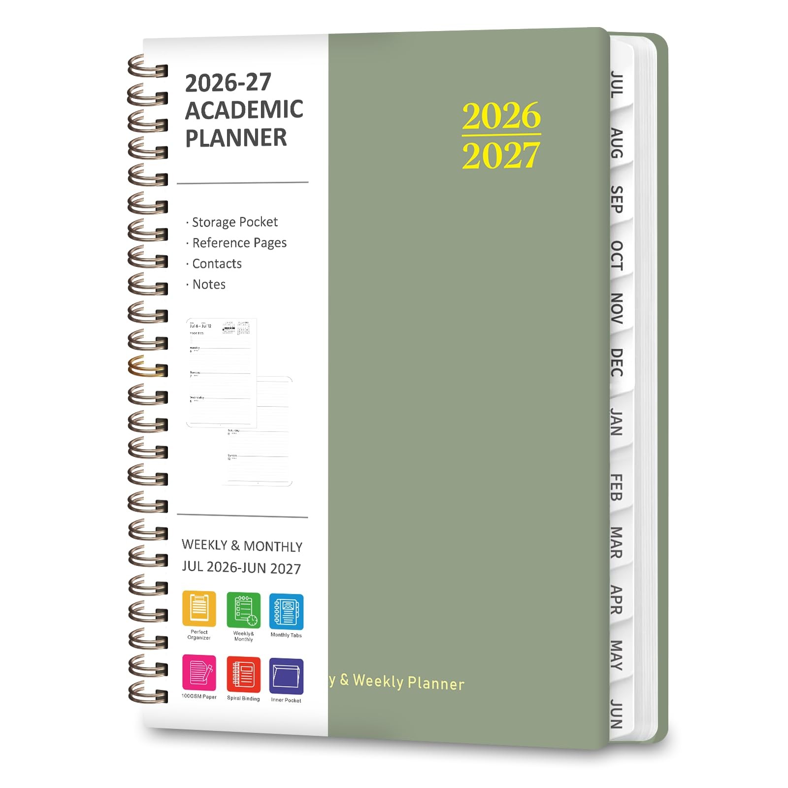 Academic Planner 2026 2027 Weekly Monthly Hardcover A5 Calendar Agenda