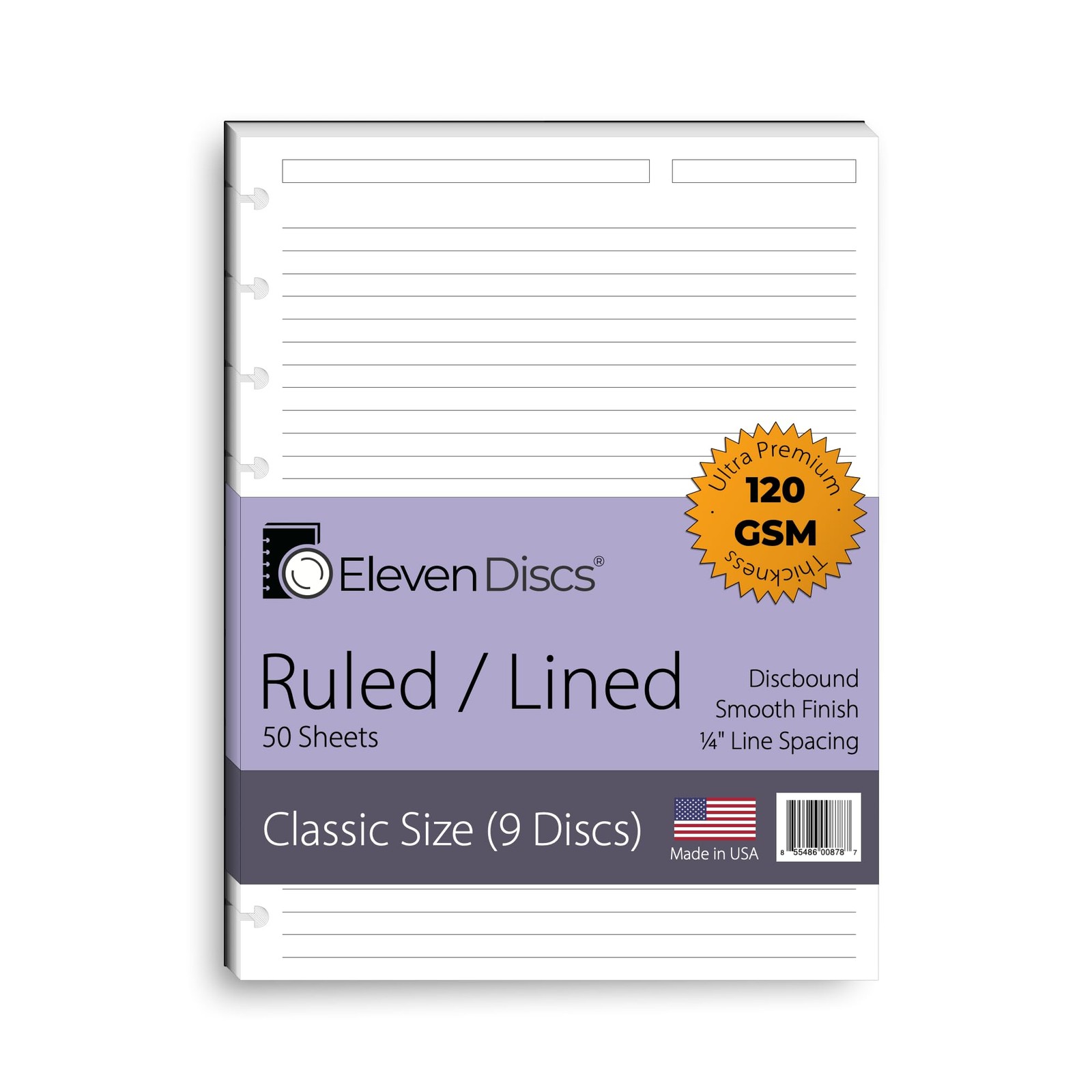 Classic Size Discbound Paper – Ruled/Lined Sheets – Premium 120gsm Heavyweigh…