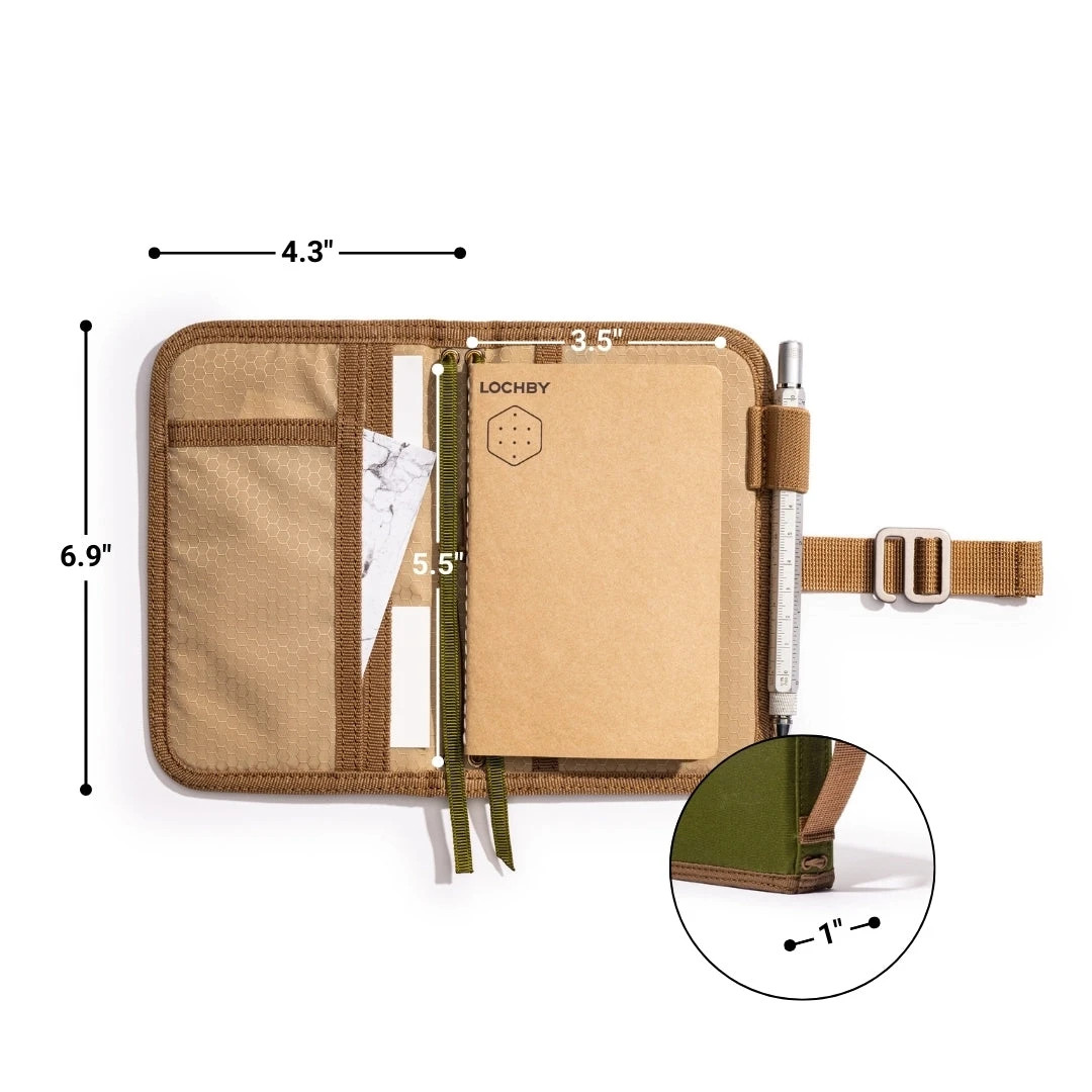 Lochby Mini Field Journal Olive Green | Water Resistant Wax Canvas Cover