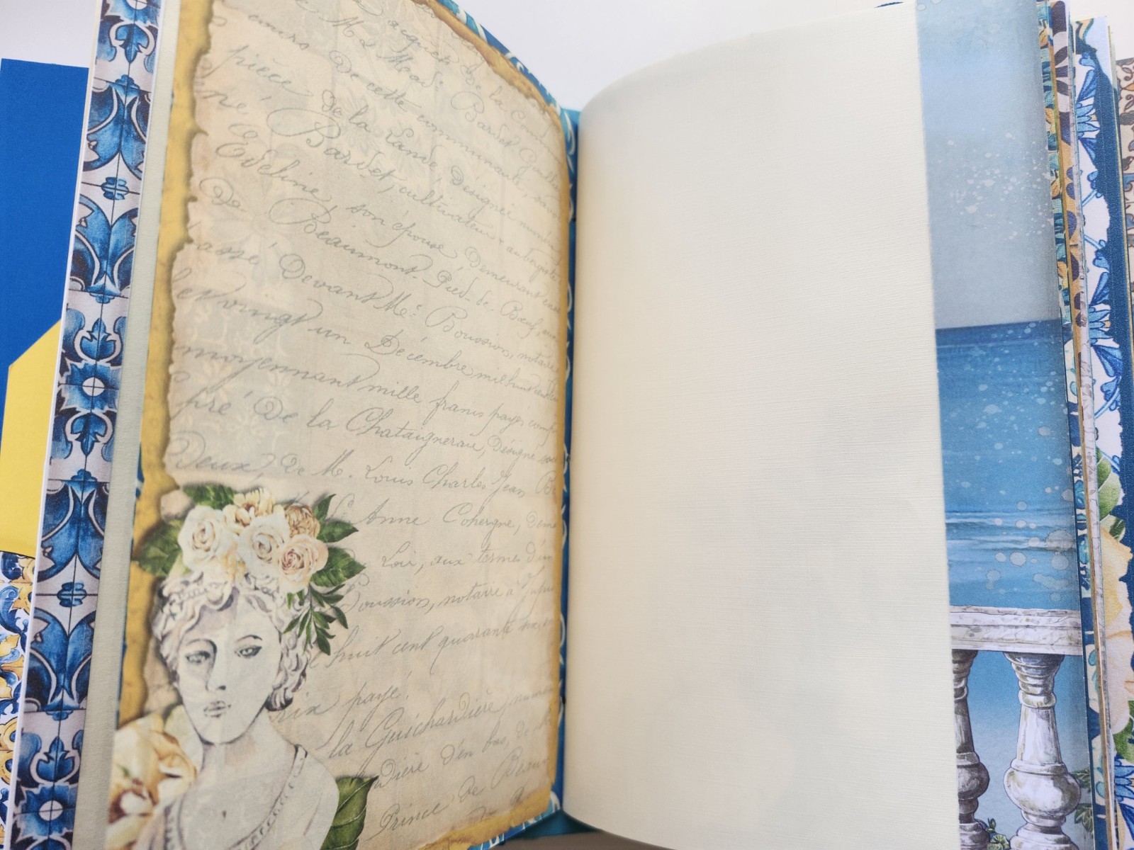 “ITALIAN RIVIERA” Handmade XL Journal Mediterranean Blues, Lemons Keepsake 96pgs