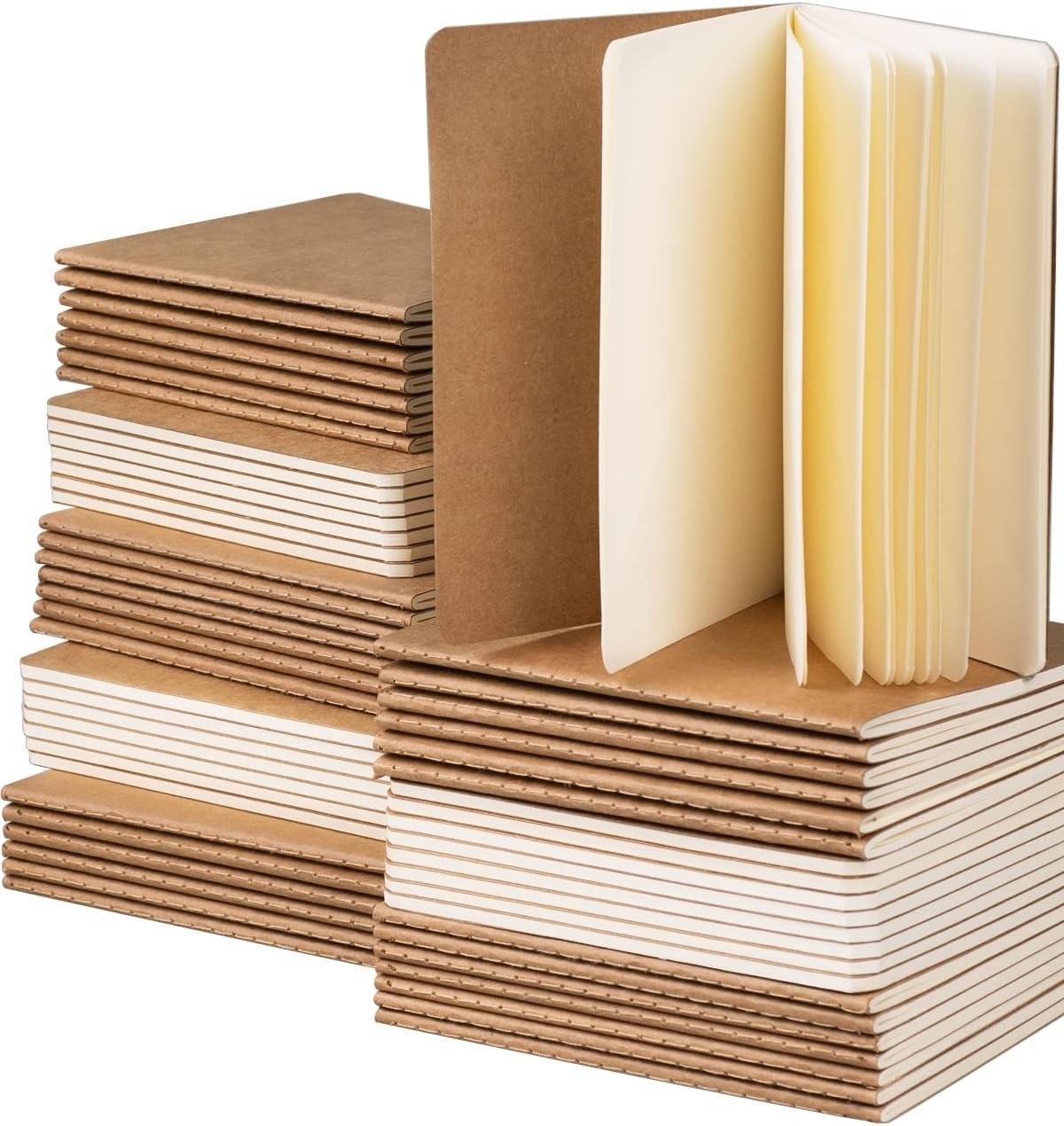 Small Notebook Bulk 60 Packs Pocket Journal Blank A6 (4.25 x 5.5 in) Kraft No…