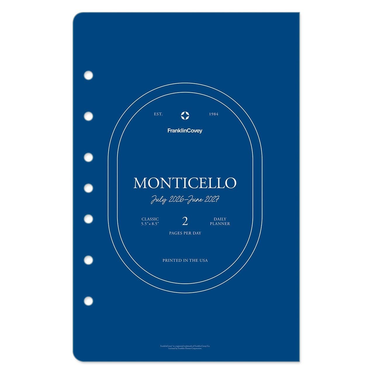 Monticello Ring-Bound Planner Refill – Two Page Per Day, Classic, Jul 2026 – Jun