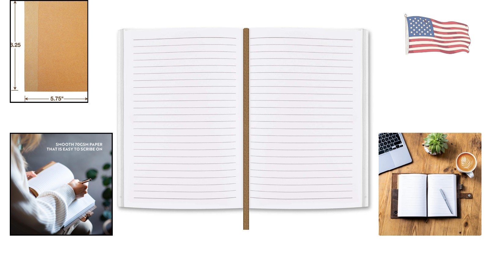 Smooth Writing A5 Refill Paper Inserts – 320 Lined Pages with Durable Bookmark
