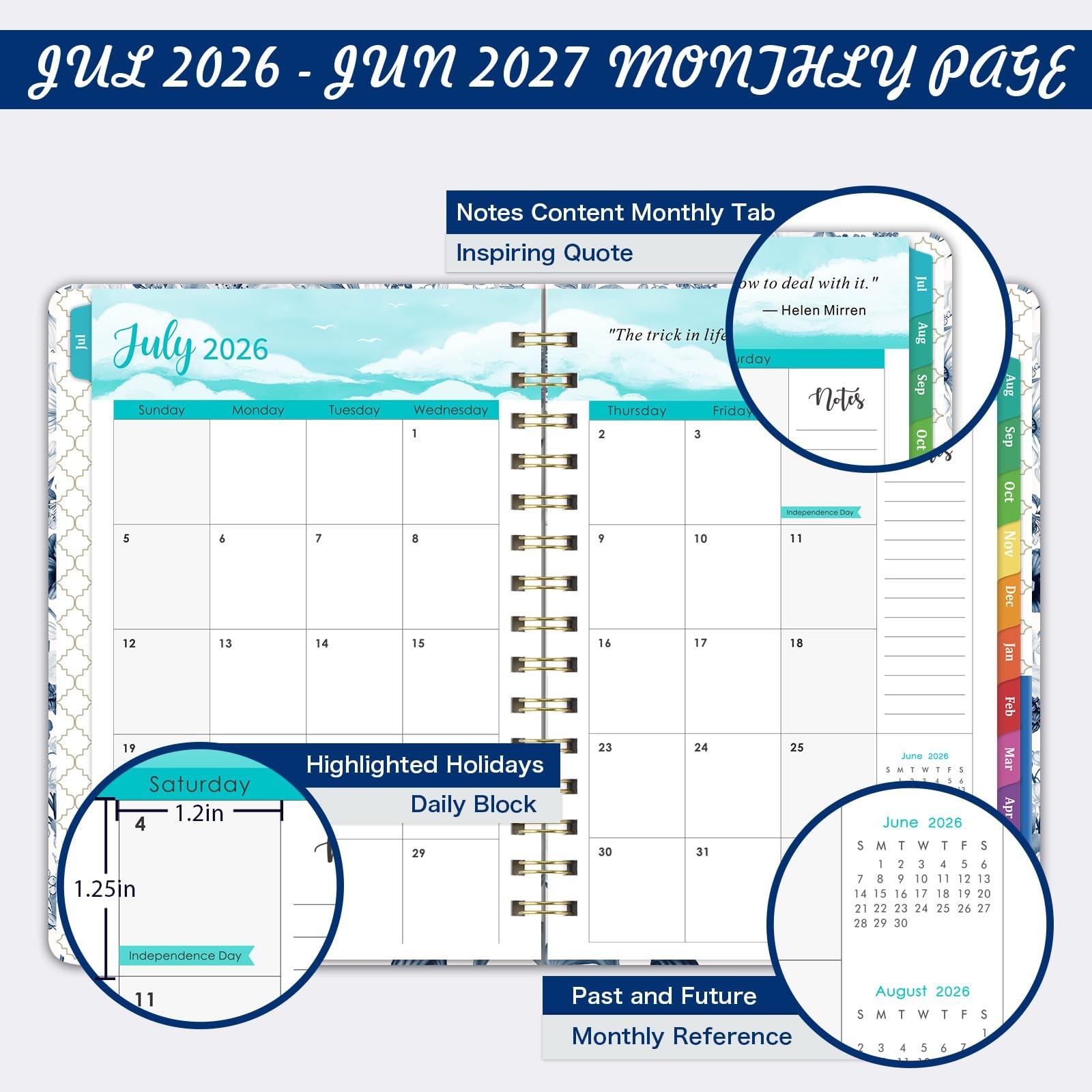 2026-2027 Planner – 6.4” x 8.5” Jul. 2026 – Jun. 2027, x 8.5”, Blue