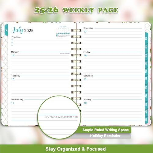 2025 Weekly & Monthly Planner with Tabs, Hardcover, 6.4″x8.5″, Jan-Dec 2025