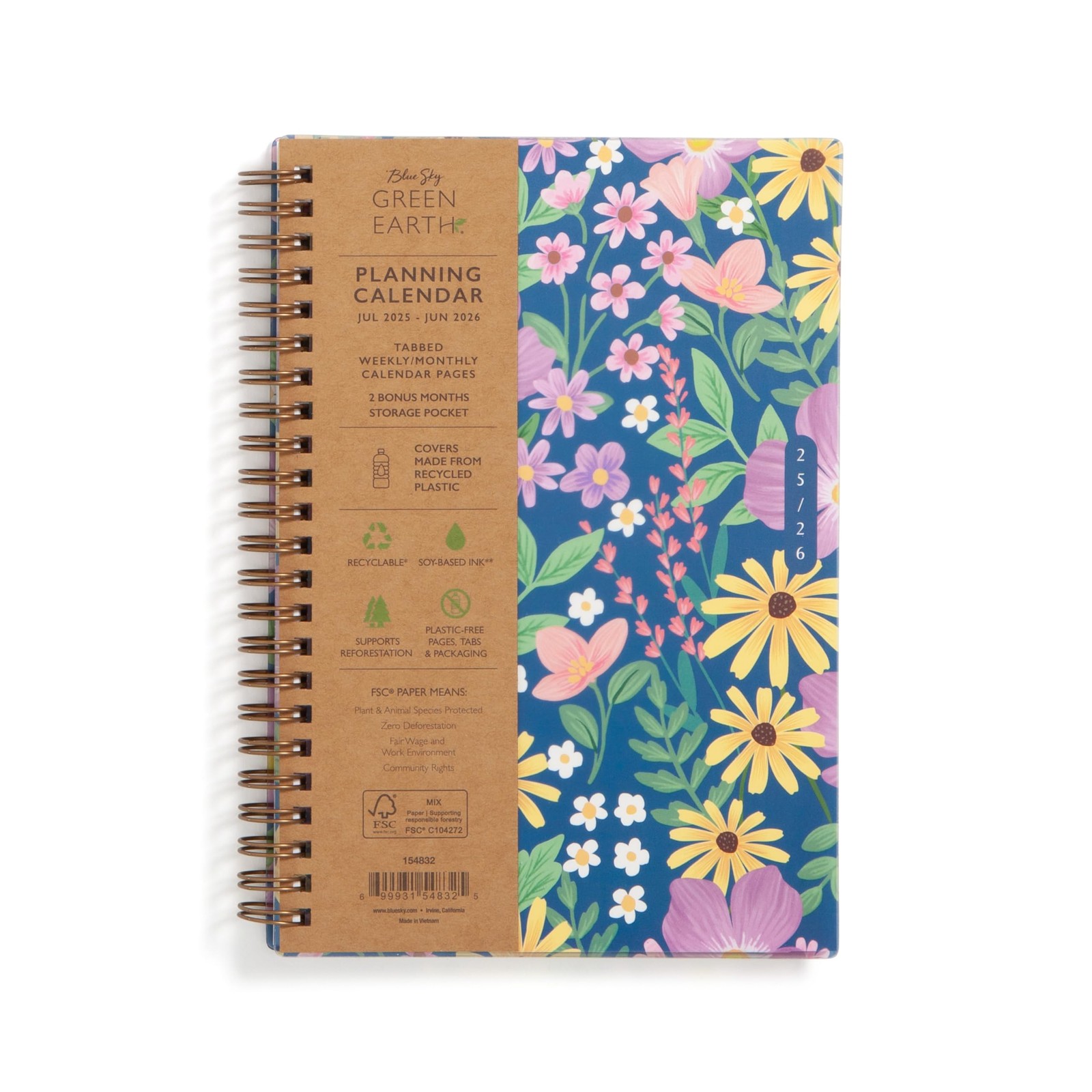 Blue Sky Sustainability 2025-2026 Weekly and Monthly Academic Year Planner Ca…