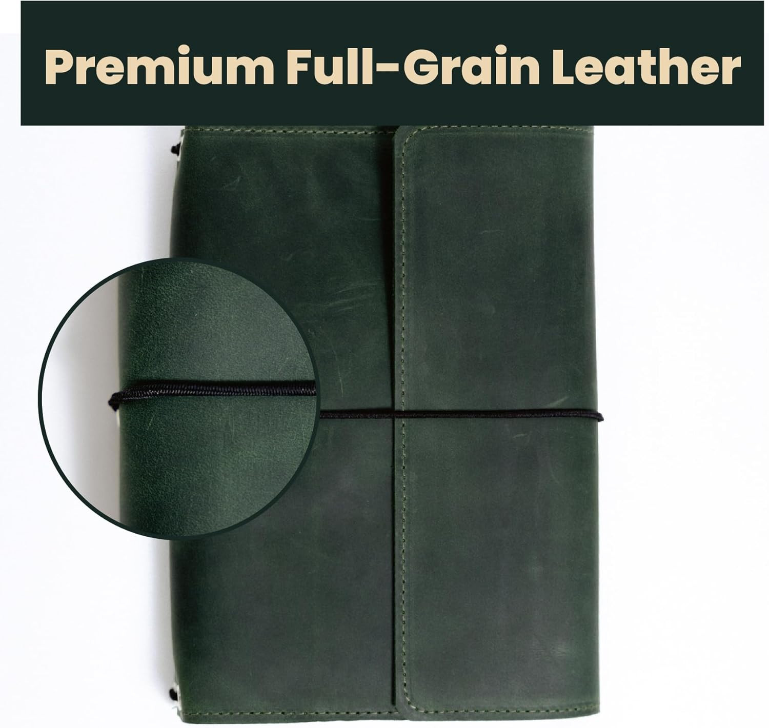 Leather A5 Notebook Cover – Refillable Journal Cover with Pen Holder & Card Slot