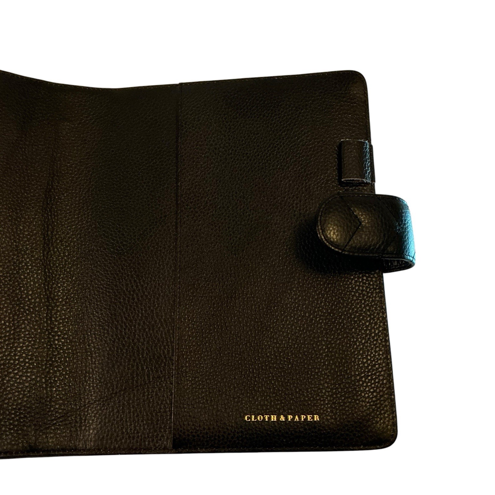 CLOTH & PAPER Leather Agenda Cover, A5 Large Black Quilted Leather Planner,