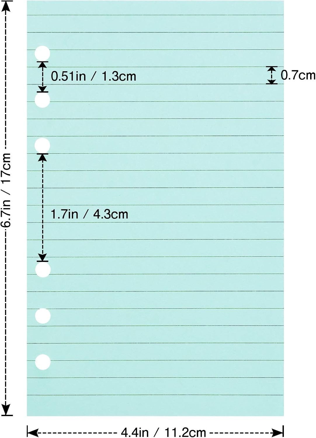 Lined Refill Paper, 200 Colored Ruled Pages for A6 Refillable 6-Ring Binder N…