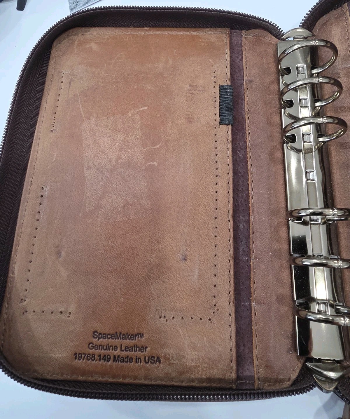 Vintage 1996 Franklin Covey 6 Ring Zip Around Genuine Leather Binder Made In USA