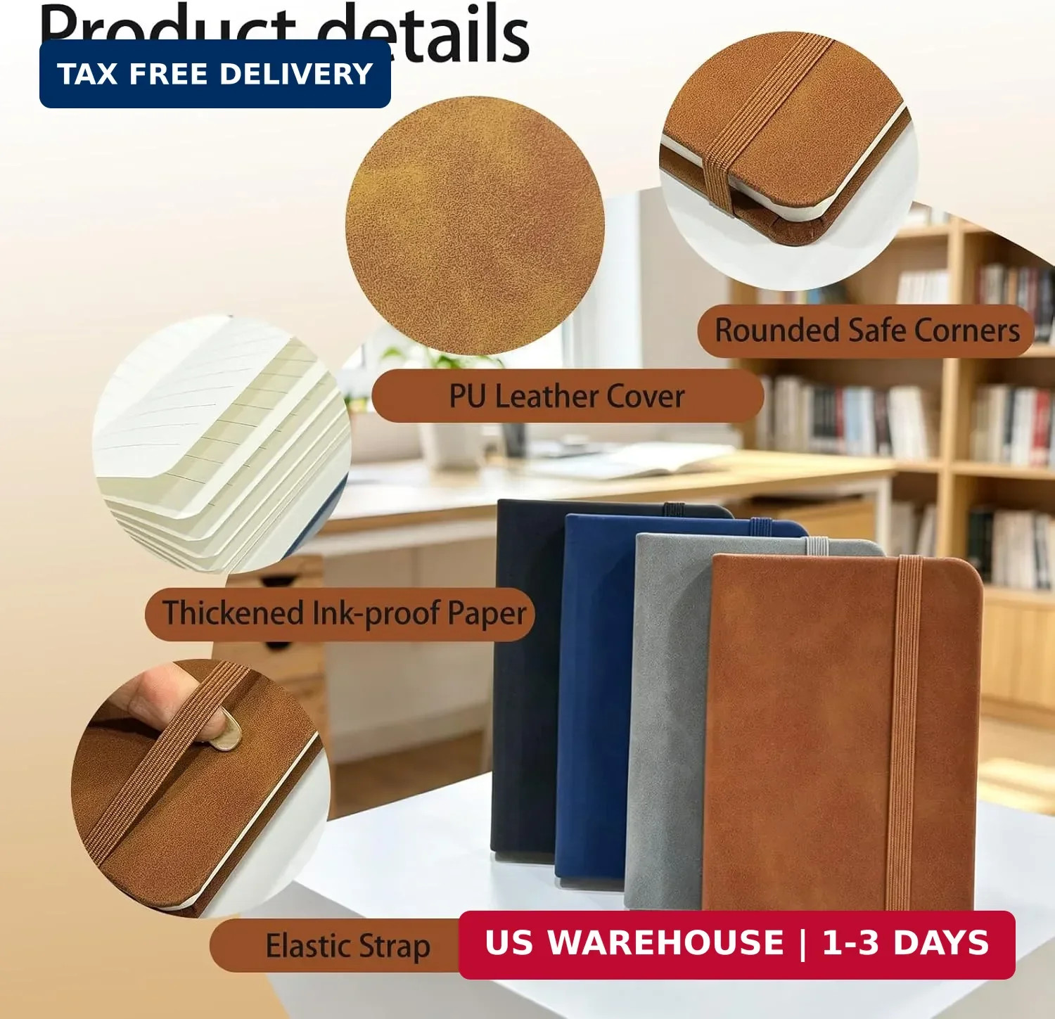 4 Pack Pocket Notebook Small Mini Hardcover Journal with Lined Pages Travel Note