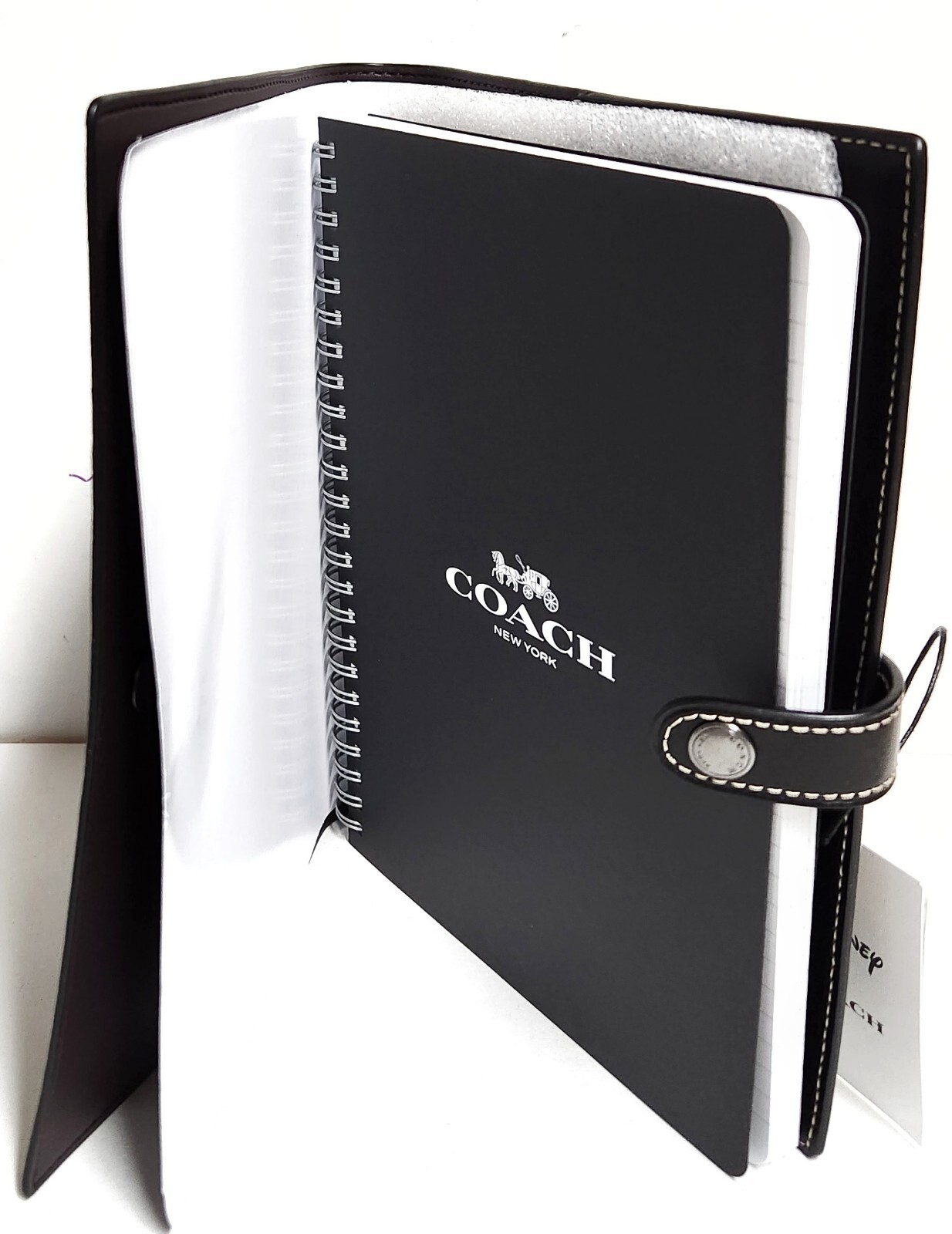 Coach Disney Notebook with Holiday Print Gunmetal Black Multi Smooth Leather NWT